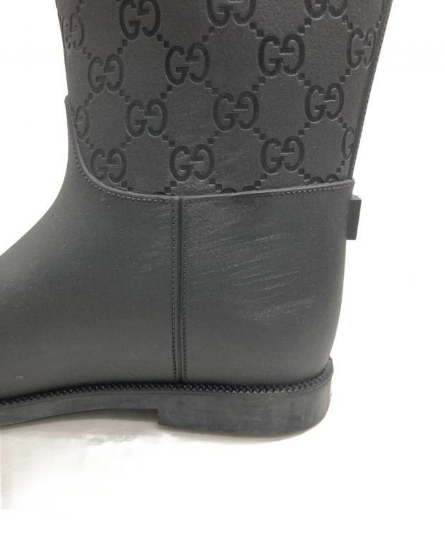 中古・古着通販】GUCCI (グッチ) GG総柄ラバーロングブーツ ブラック