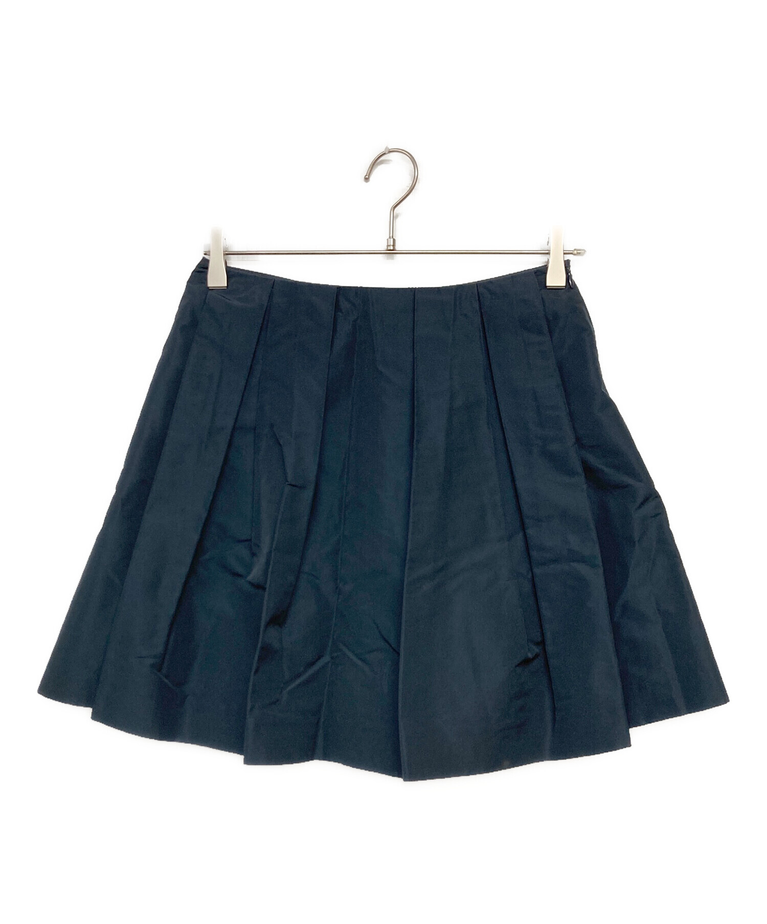 miu miu ストレッチ ナイロン スカート 青 40 中古・古着通販】MIU MIU (ミュウミュウ) ナイロンタックミニスカート