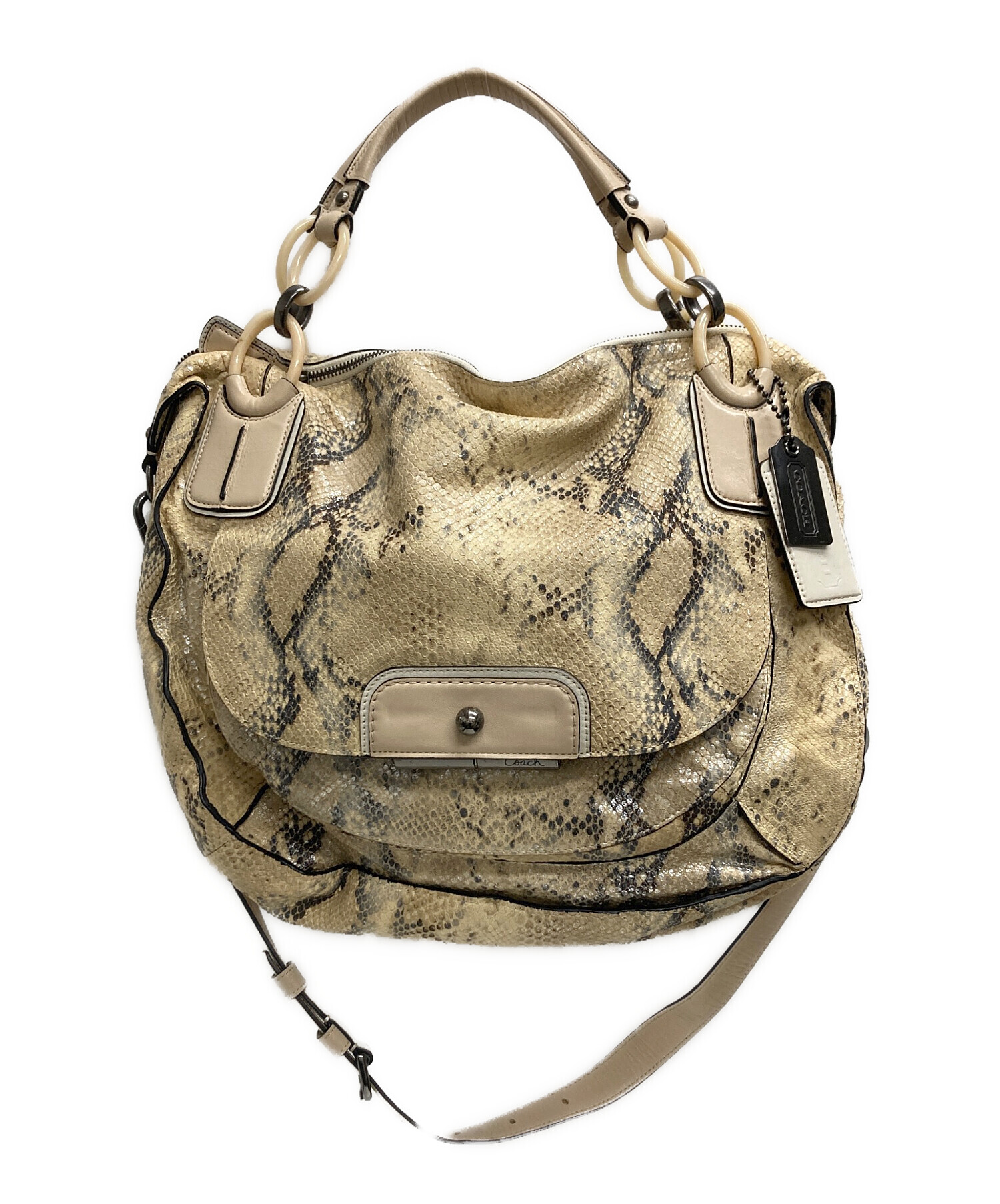 中古・古着通販】COACH (コーチ) パイソン2WAYバッグ グレー｜ブランド 