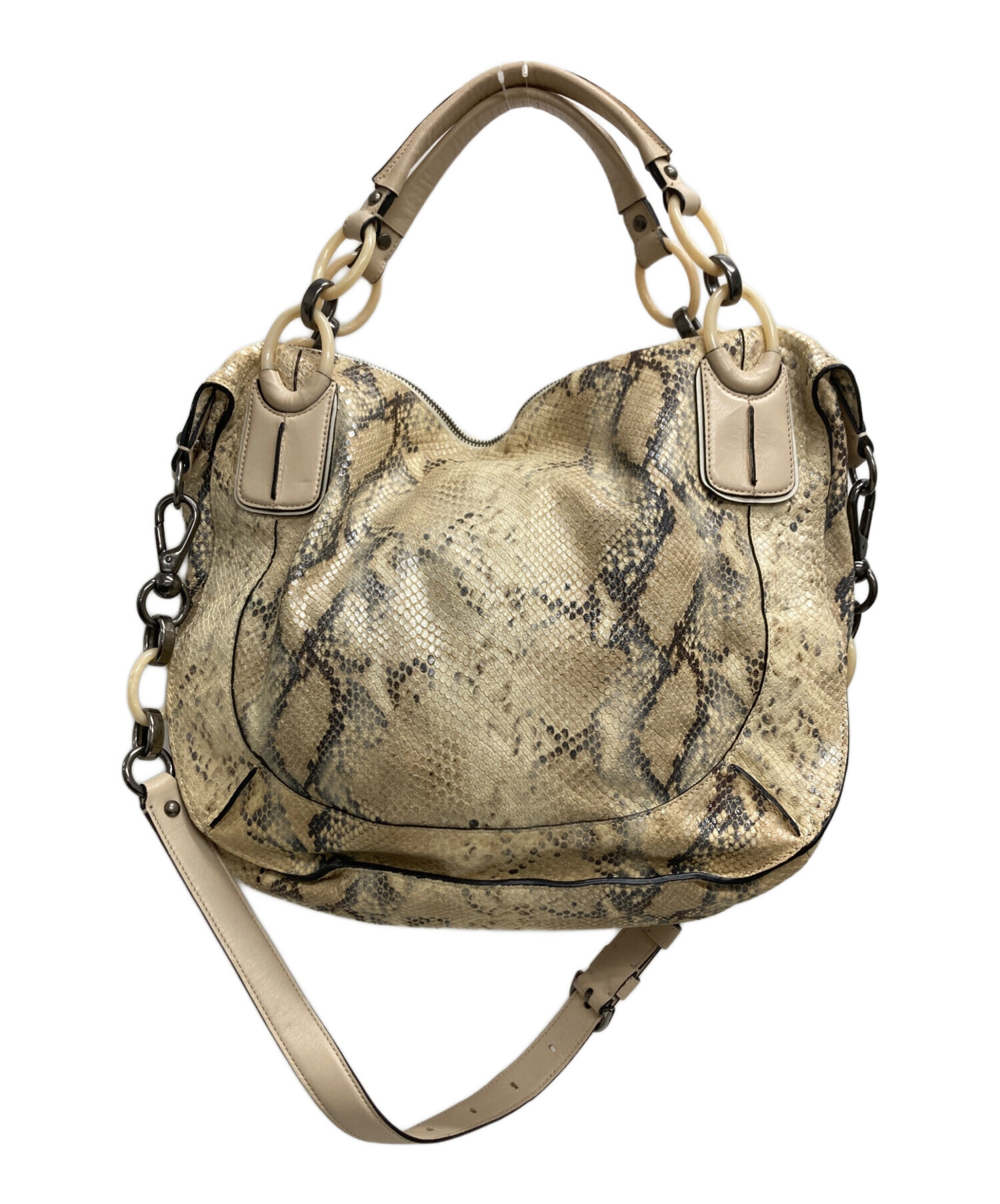 中古・古着通販】COACH (コーチ) パイソン2WAYバッグ グレー 中古・古着通販】COACH (コーチ) パイソン2WAYバッグ グレー