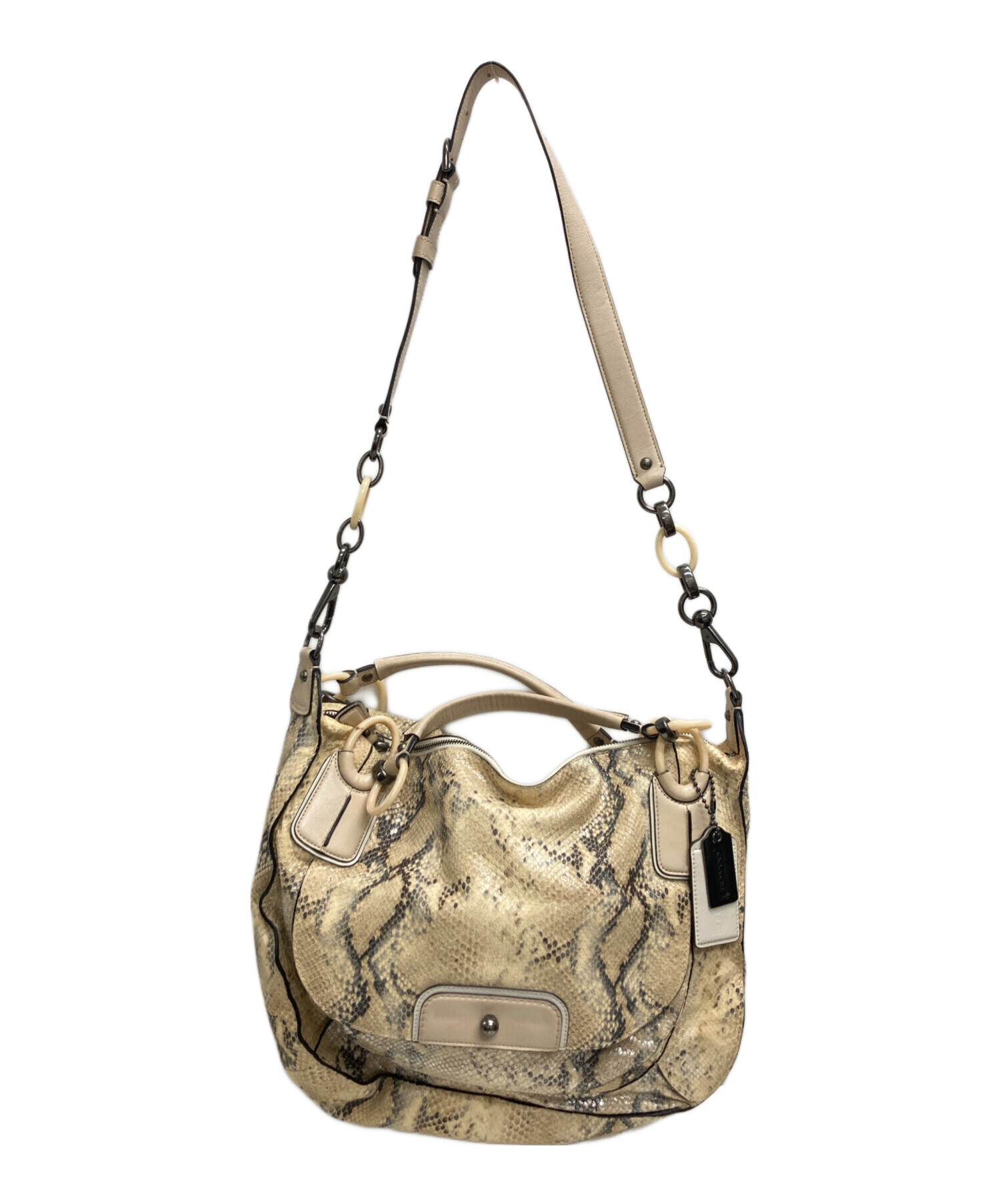 中古・古着通販】COACH (コーチ) パイソン2WAYバッグ グレー｜ブランド 
