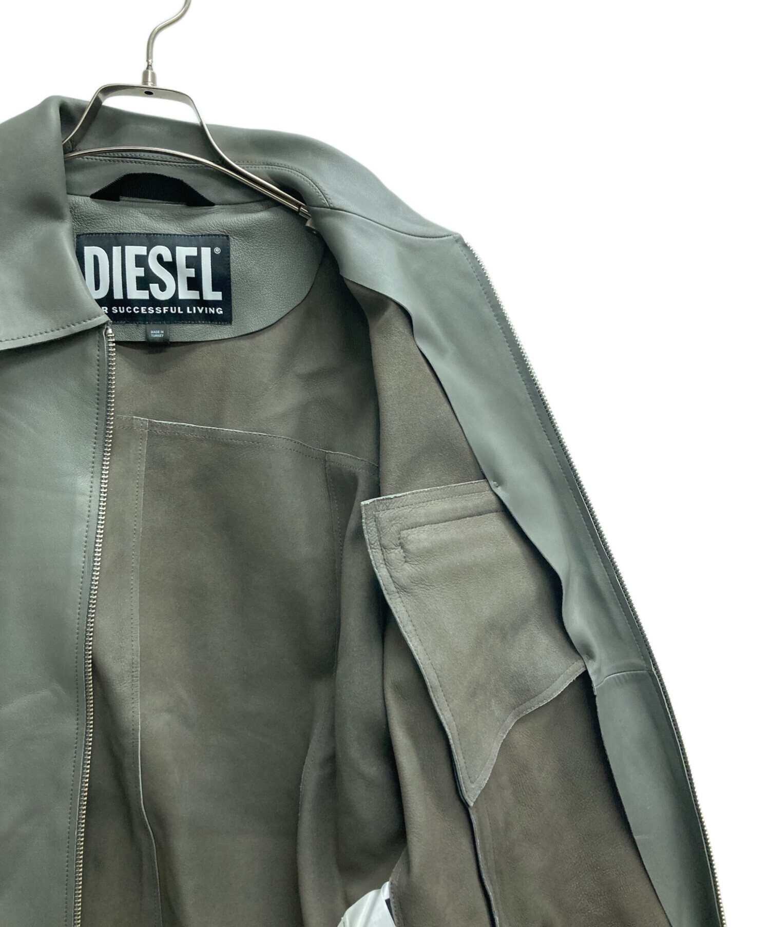 中古・古着通販】DIESEL (ディーゼル) L-KORN レザージャケット グレー
