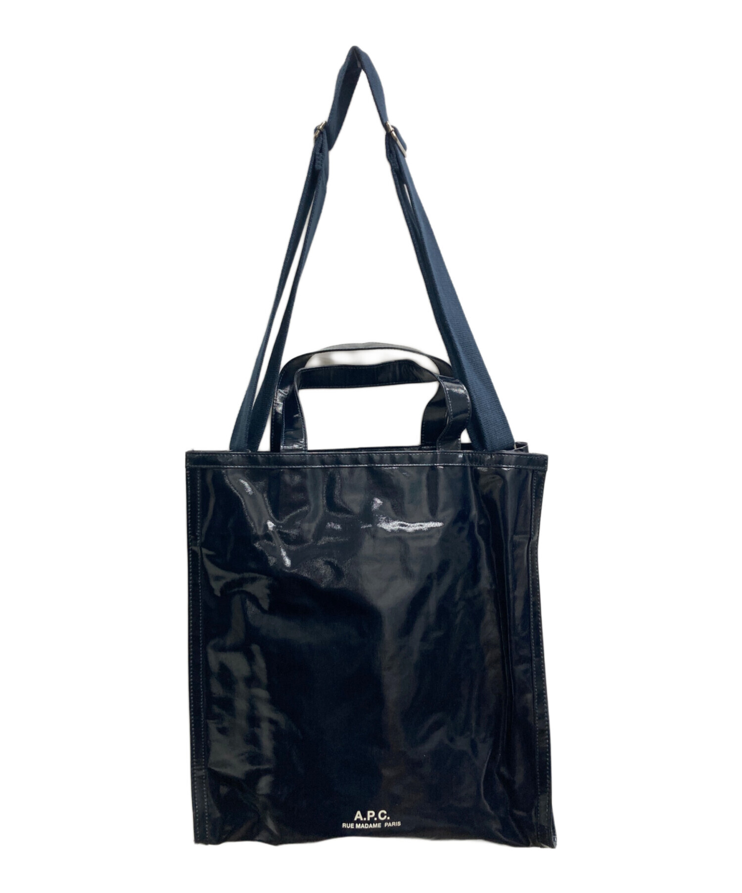 中古・古着通販】A.P.C. (アーペーセー) エナメル2WAYバッグ ネイビー