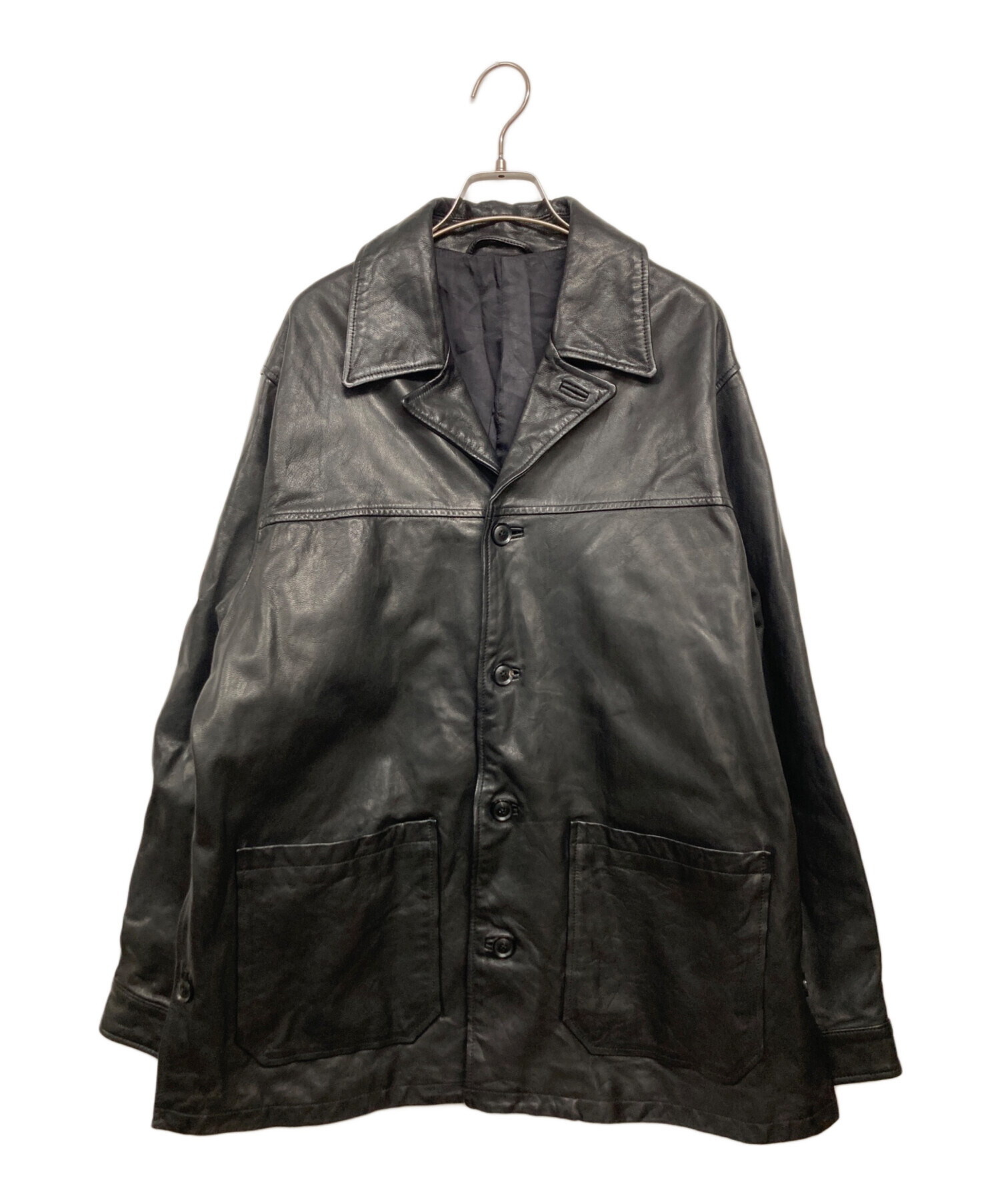 中古・古着通販】YOKE (ヨーク) Goat Leather Car Coat ブラック