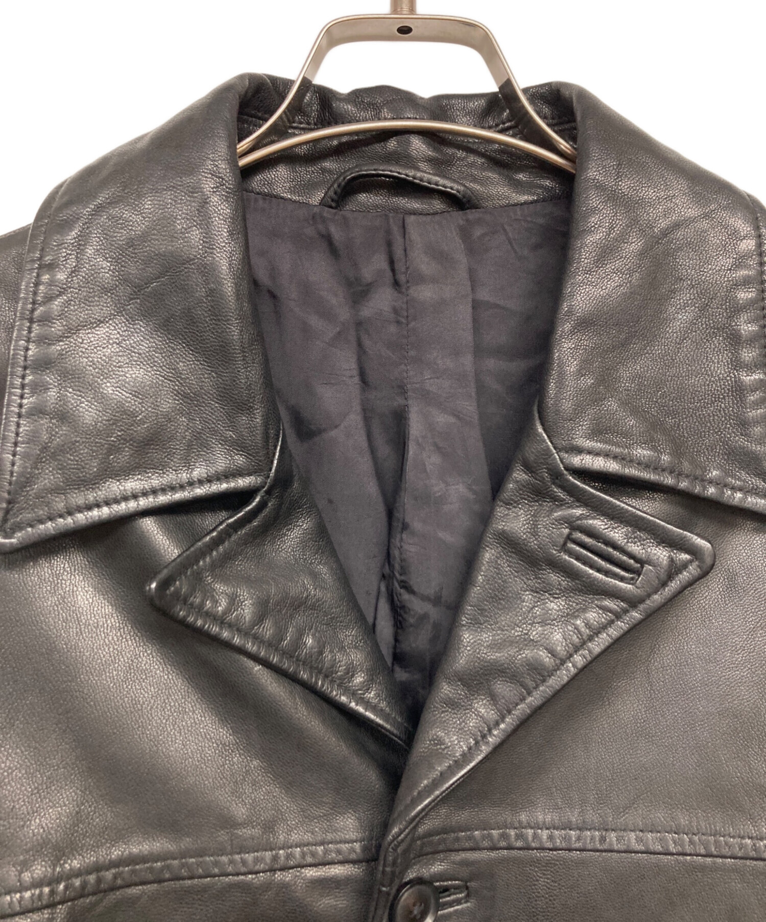 中古・古着通販】YOKE (ヨーク) Goat Leather Car Coat ブラック