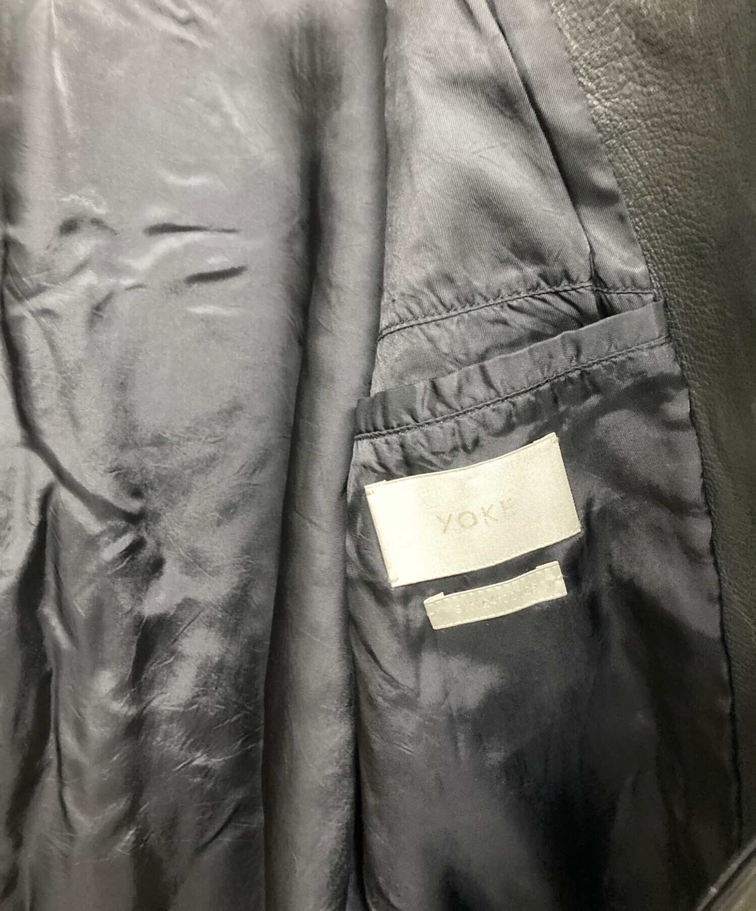 中古・古着通販】YOKE (ヨーク) Goat Leather Car Coat ブラック