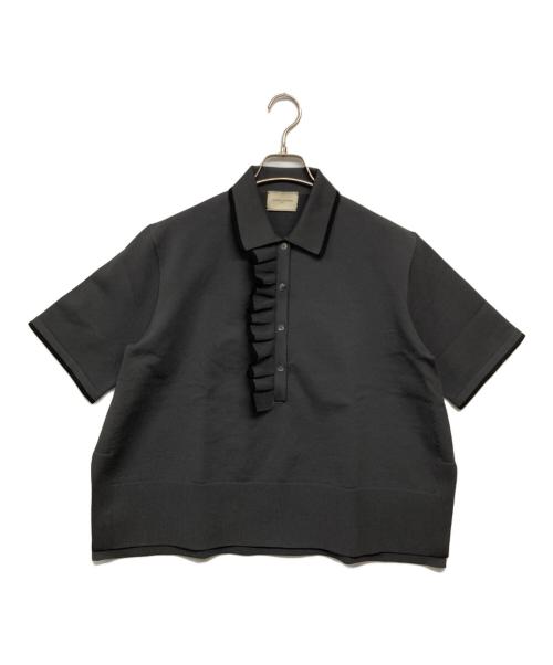 UNITED ARROWS ミニマル フリル ポロニット　ブラック 中古・古着通販】UNITED ARROWS TOKYO (ユナイテッドアローズ