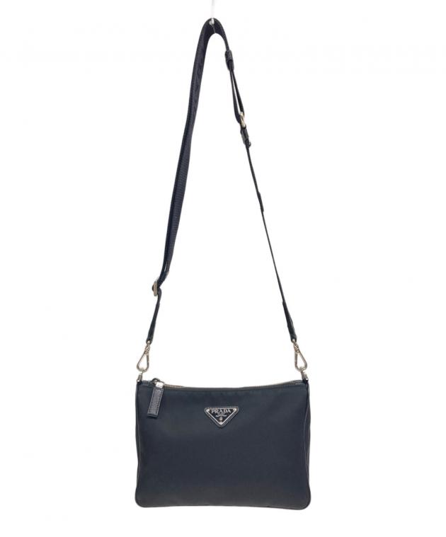 本物 プラダ PRADA テスート ショルダーバッグ ポシェット ナイロン ブラック イエロー 2VH113 バッグ 中古・ 中古・古着通販】PRADA (プラダ) Re-Nylonショルダーバッグ ブラック