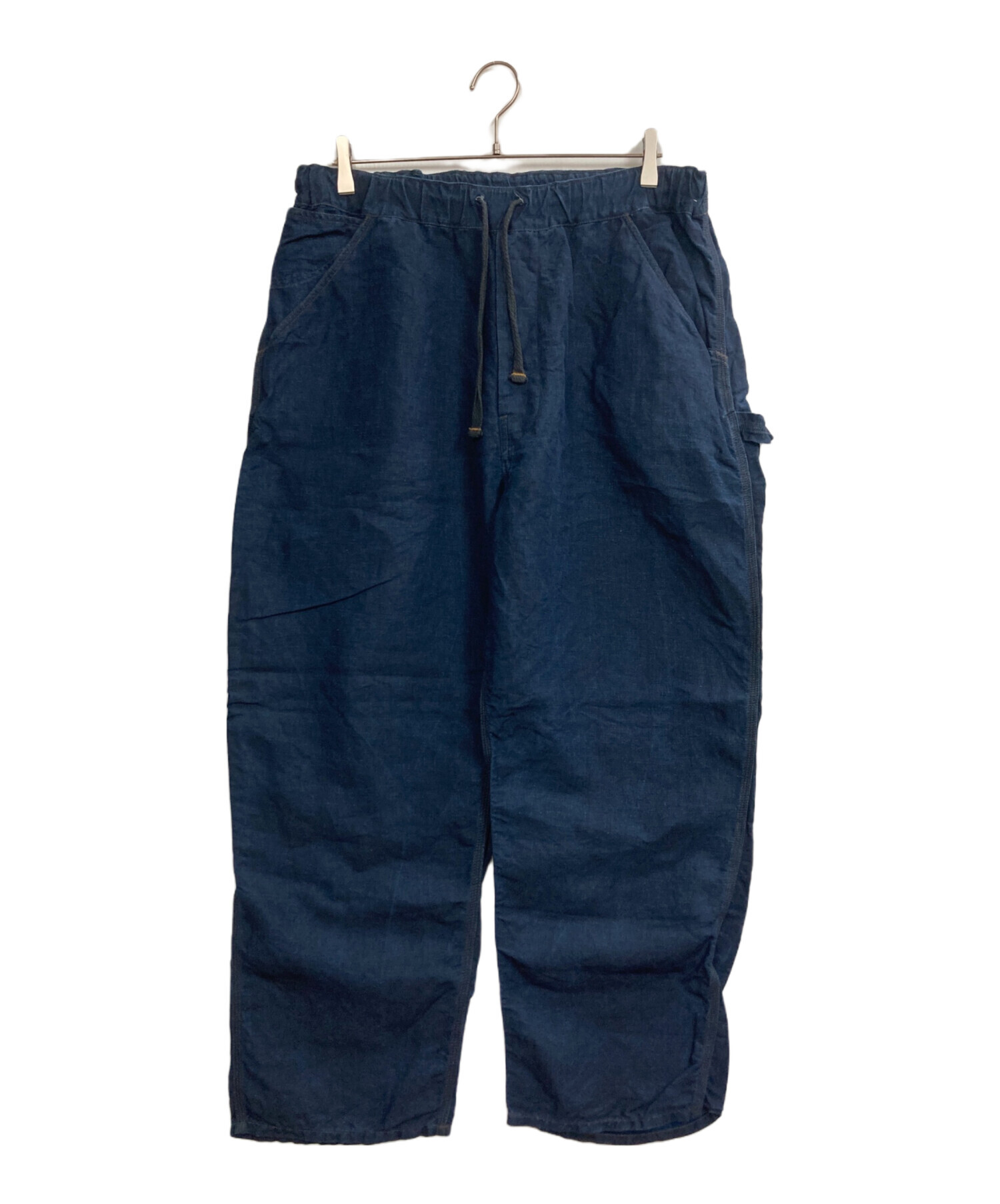 [美品] 45R インド手紡ぎ リネンツイルの908ポッポパンツ お値下げ22SS 45R リネンの908イージーポッポパンツ インディゴ 【公式