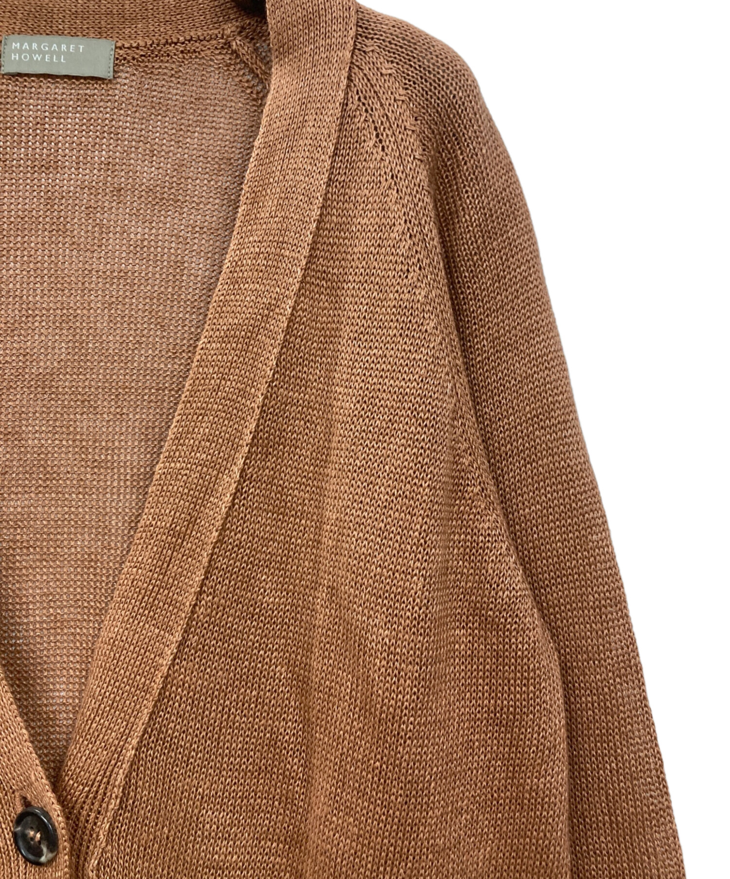 美品 マーガレットハウエル コットンリネン カーディガン ブラウン L 中古・古着通販】MARGARET HOWELL (マーガレットハウエル) リネン