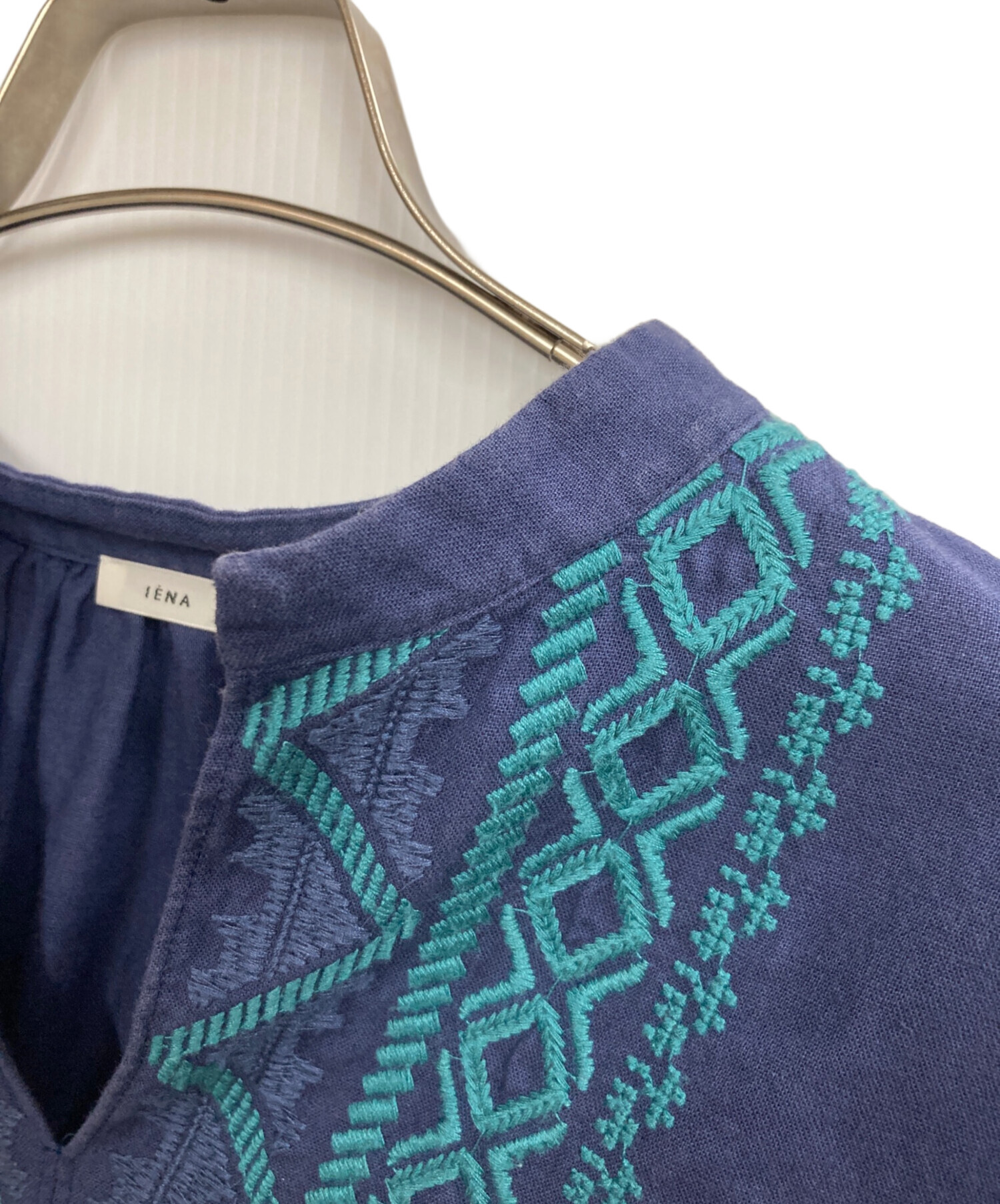 中古・古着通販】IENA (イエナ) 刺繍ブラウス ネイビー サイズ:表記