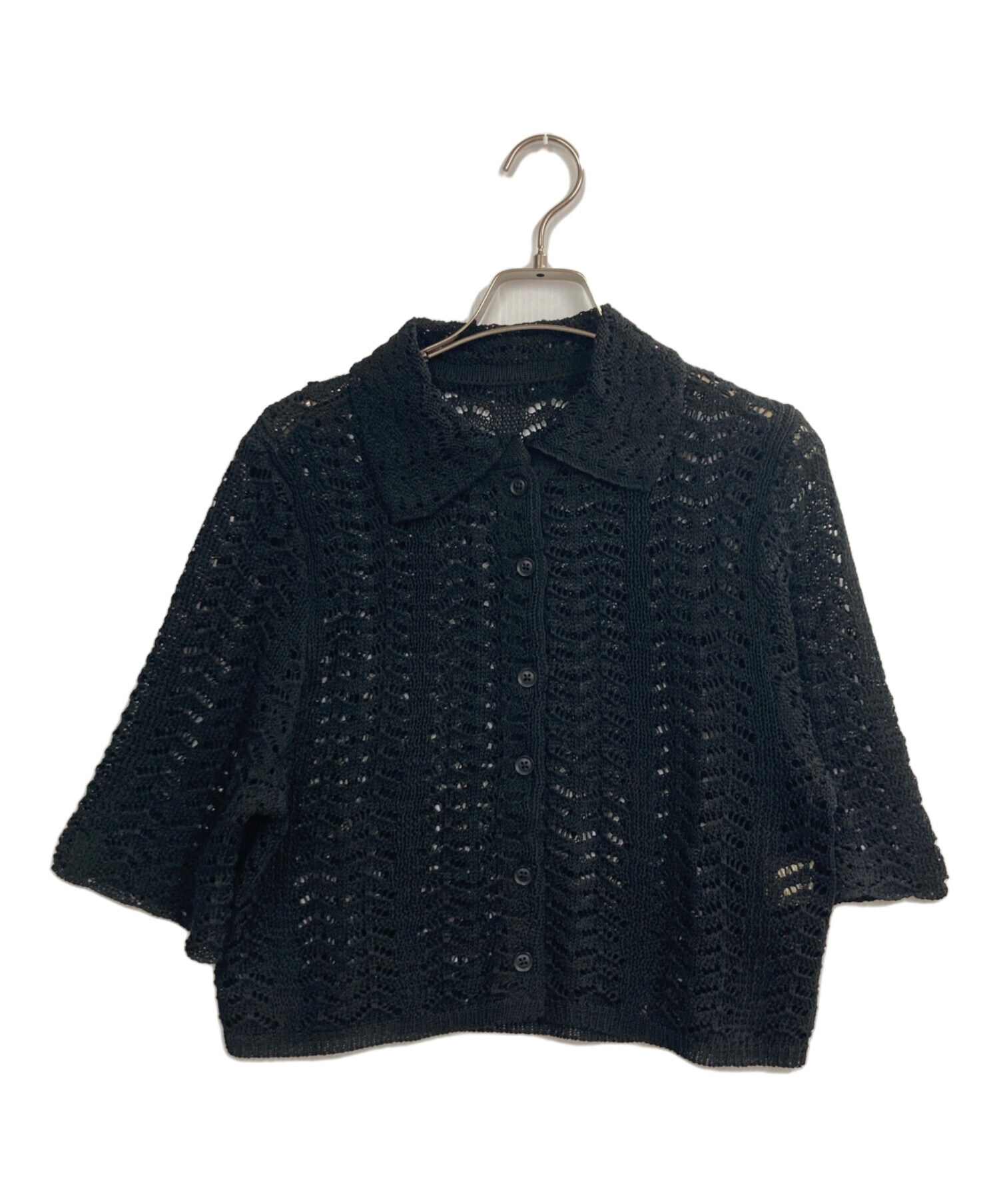 中古・古着通販】TODAYFUL (トゥデイフル) Lace Knit Shirts ブラック 