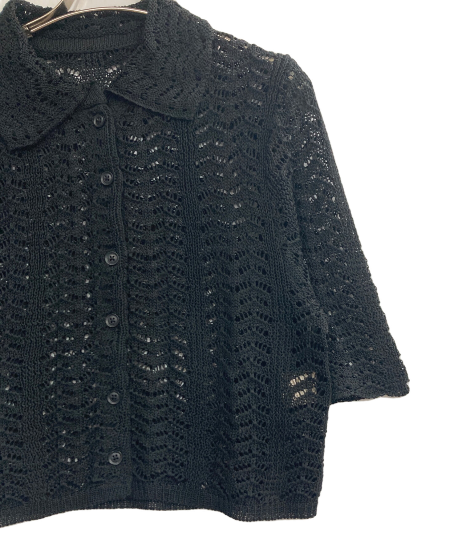 中古・古着通販】TODAYFUL (トゥデイフル) Lace Knit Shirts ブラック 