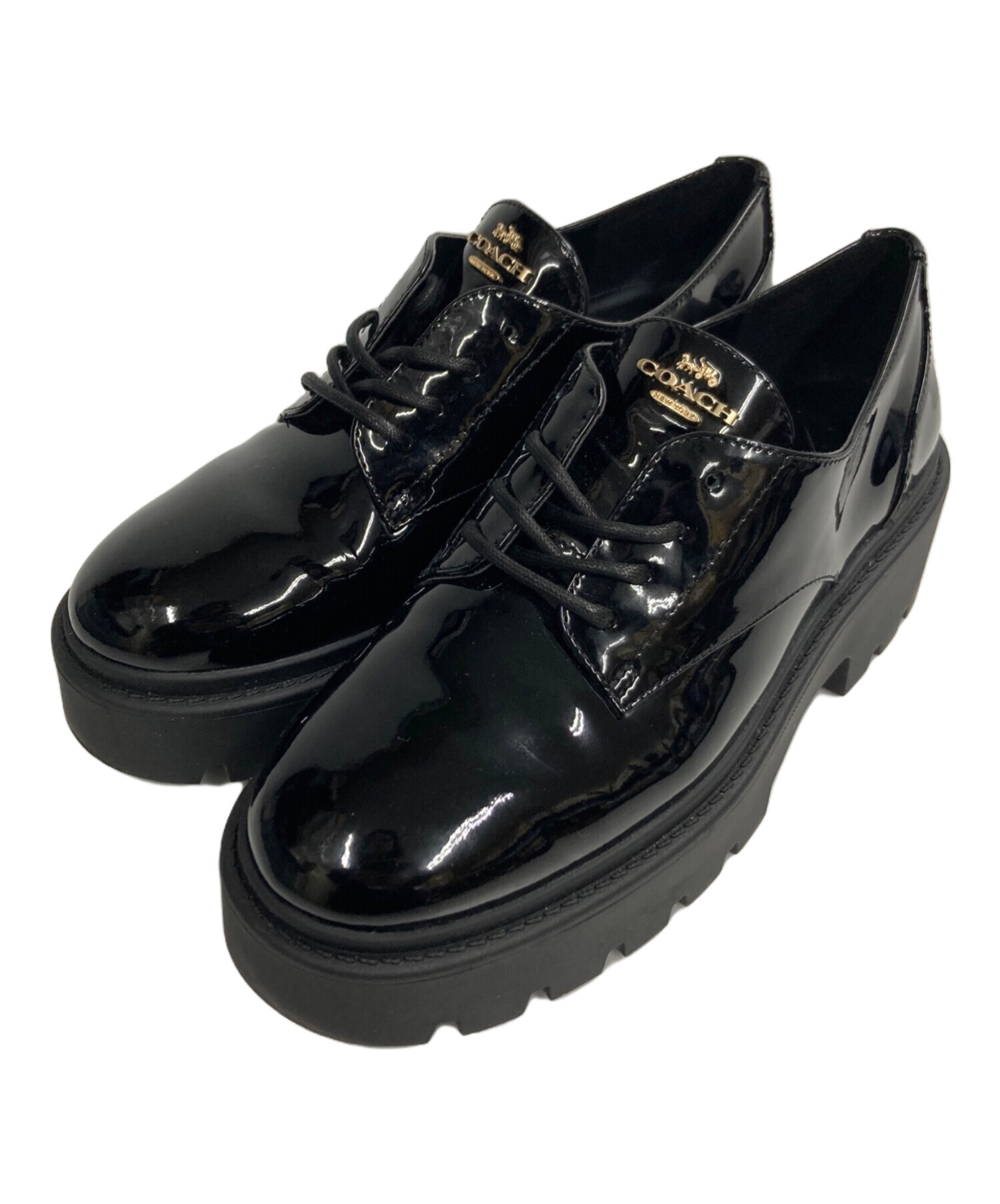中古・古着通販】COACH (コーチ) エナメルダービーシューズ ブラック 