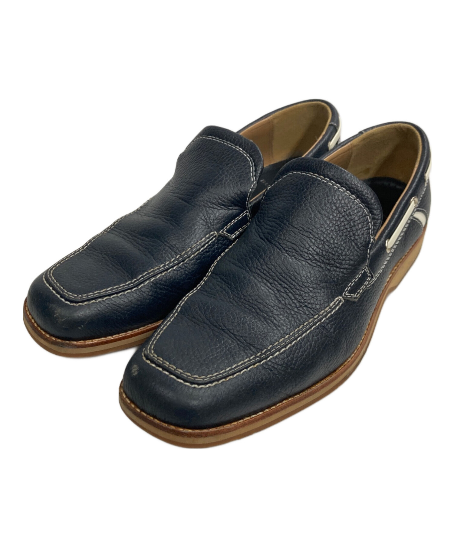 【美品】 BURBERRY バーバリー ビットローファー ダークブルー スエード 中古・古着通販】BURBERRY LONDON (バーバリーロンドン) スクエア