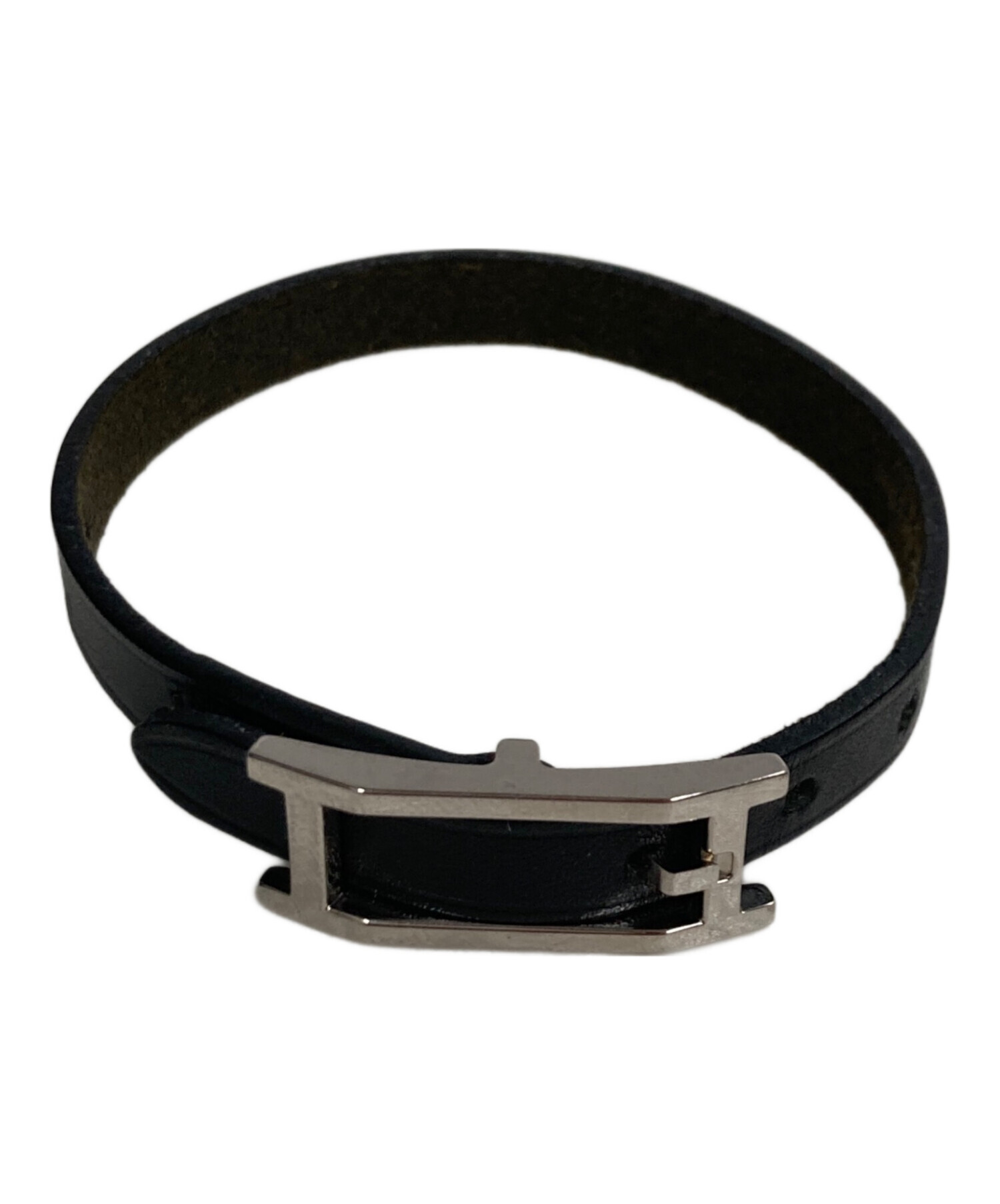 中古・古着通販】HERMES (エルメス) API レザーブレスレット ブラック 