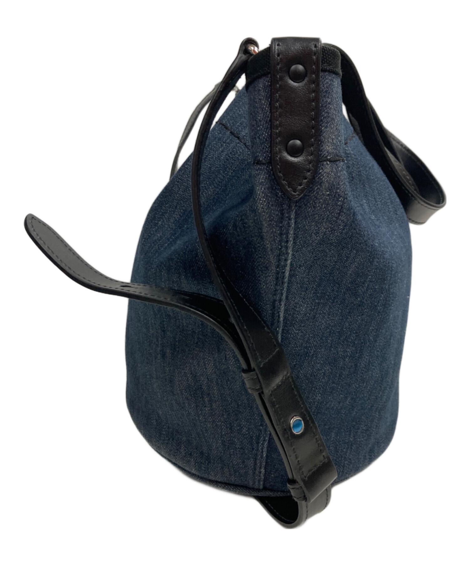 PRADA プラダ バケツ型 ハンドバッグ デニム ポーチ ブルー 中古・古着通販】PRADA (プラダ) デニムバケツハンドバッグ ブルー