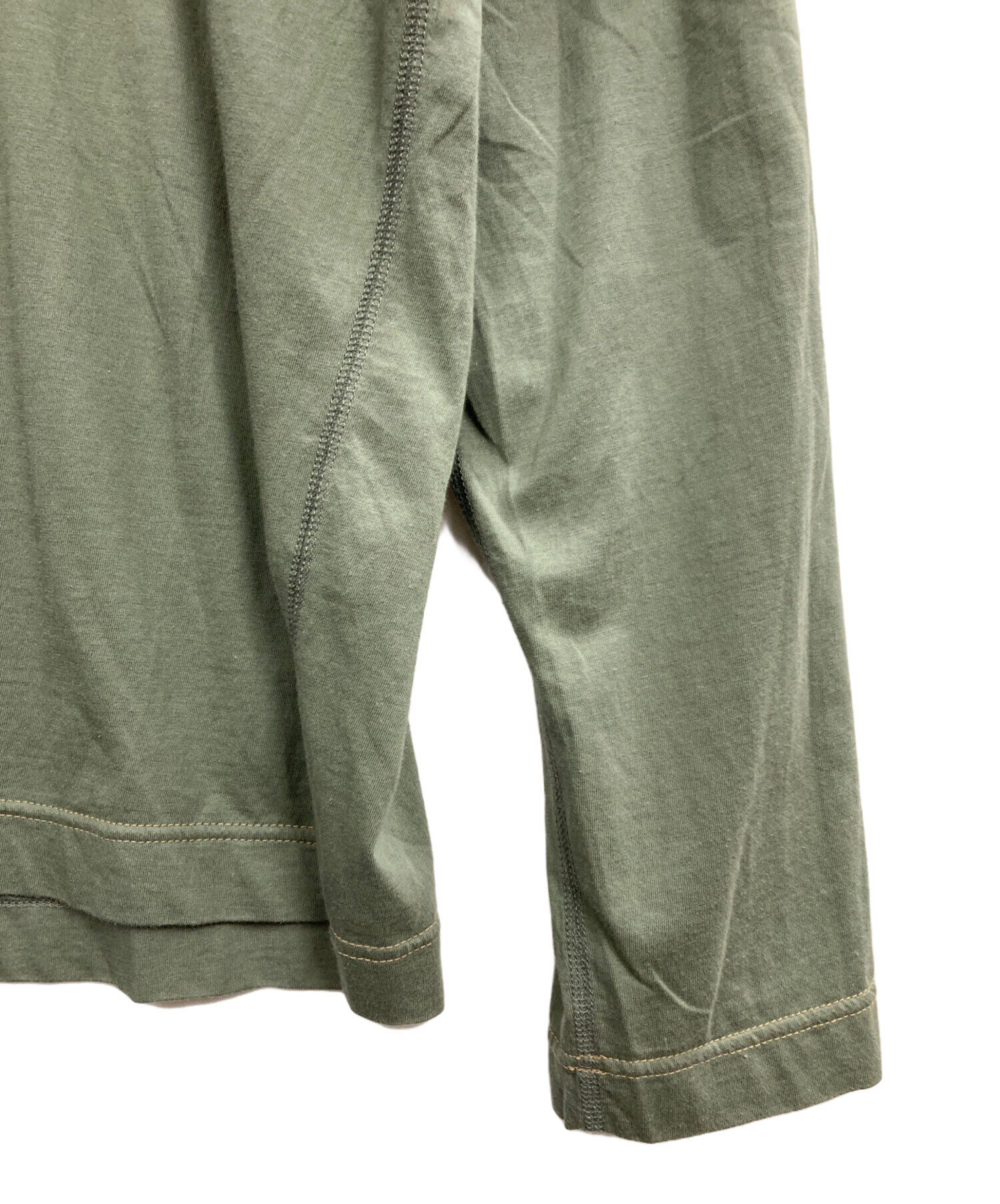 新品タグ付 fumika uchida double sleeve sage FUMIKA_UCHIDA / DOUBLE SLEEVE ONE SHOULERTEE (SAGE/ BROWN) | JUQUI