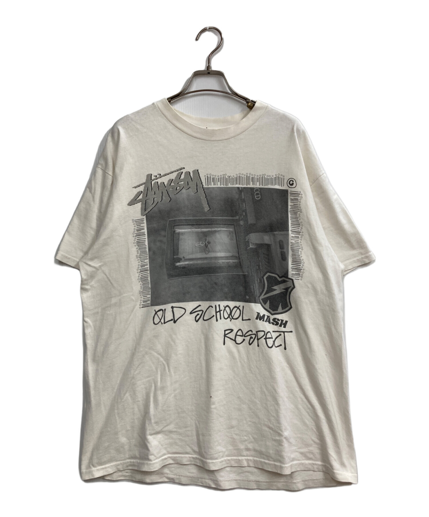 STUSSY MASH ステューシーマッシュ Tシャツ プリント サイズL 白 中古・古着通販】stussy (ステューシー) MASH S.F. Design Tee
