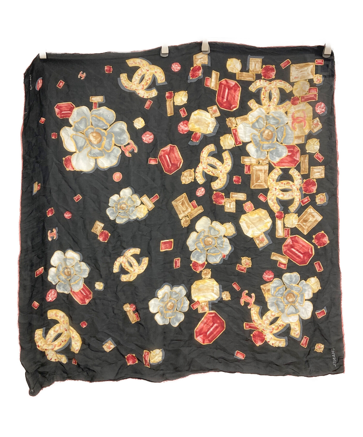 シャネルスカーフ　古着 中古・古着通販】CHANEL (シャネル) チェーン柄シルクスカーフ