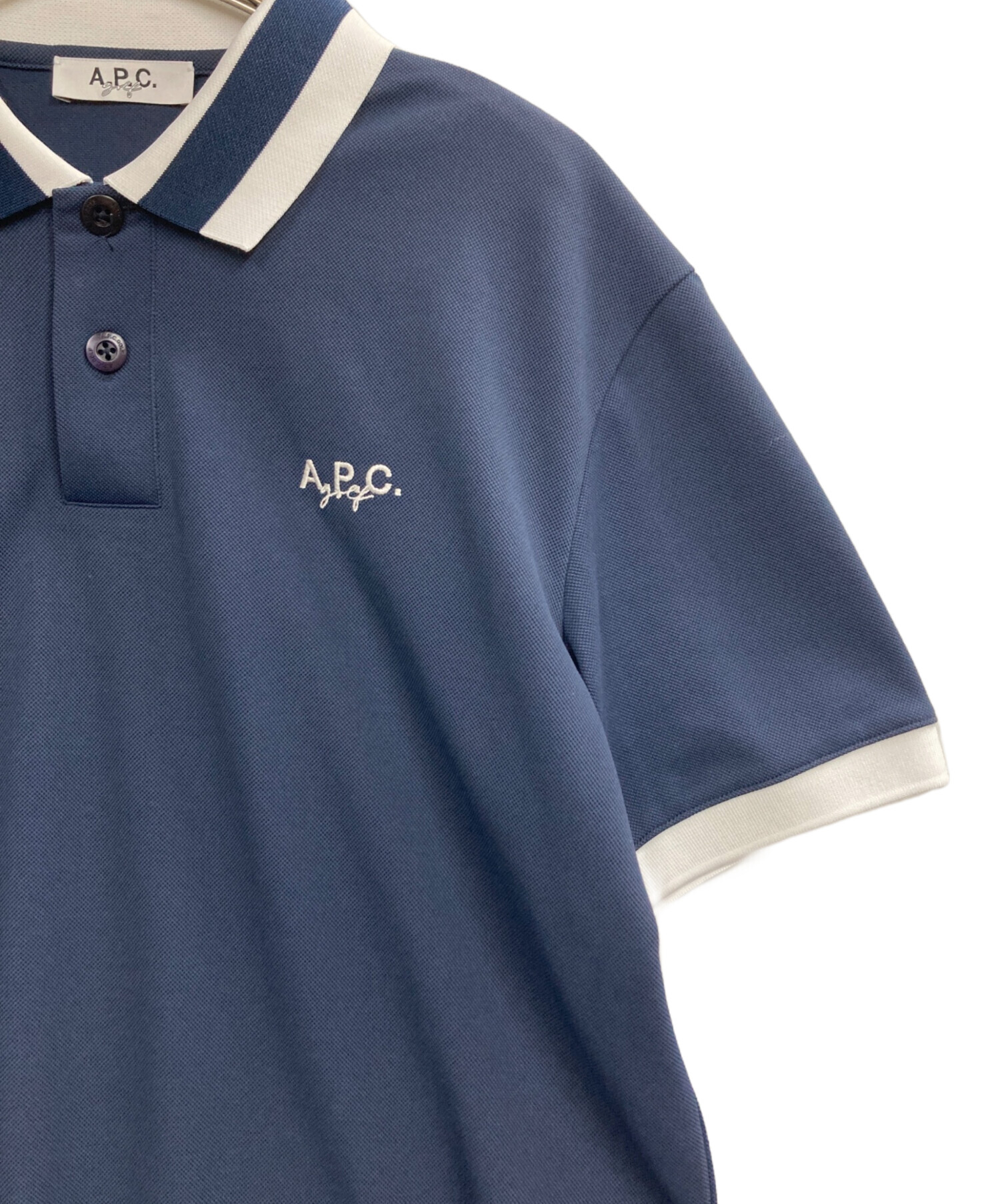 美品アーペーセーA.P.C. ネイビー 開襟パイルポロシャツ　 Mサイズ 中古・古着通販】A.P.C. GOLF (アーペーセーゴルフ) ポロシャツ