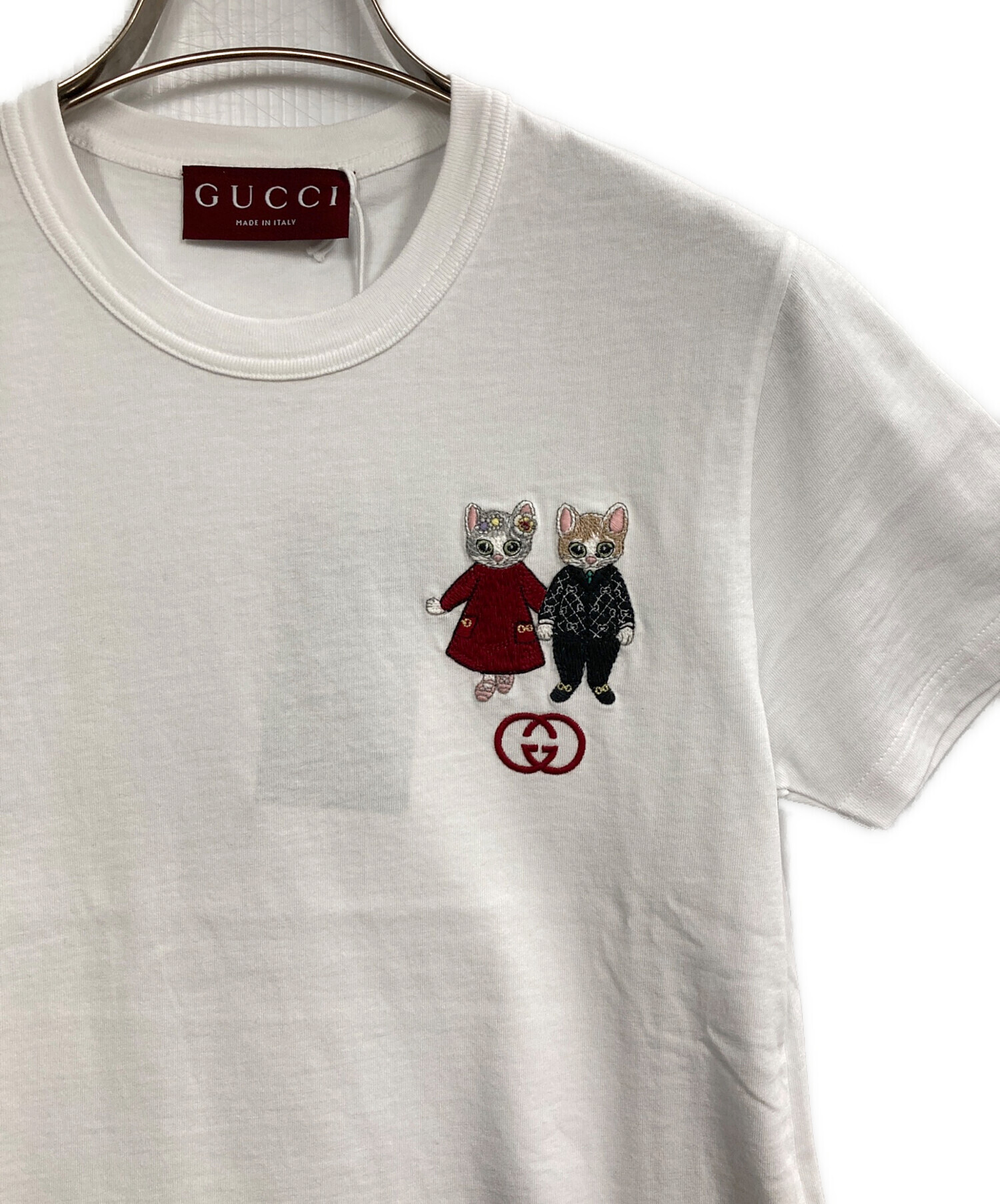 GUCCI グッチ レディース フラワーワッペン 刺繍 Tシャツ ホワイト L 中古・古着通販】GUCCI (グッチ) 刺繍Tシャツ ホワイト サイズ:S 未