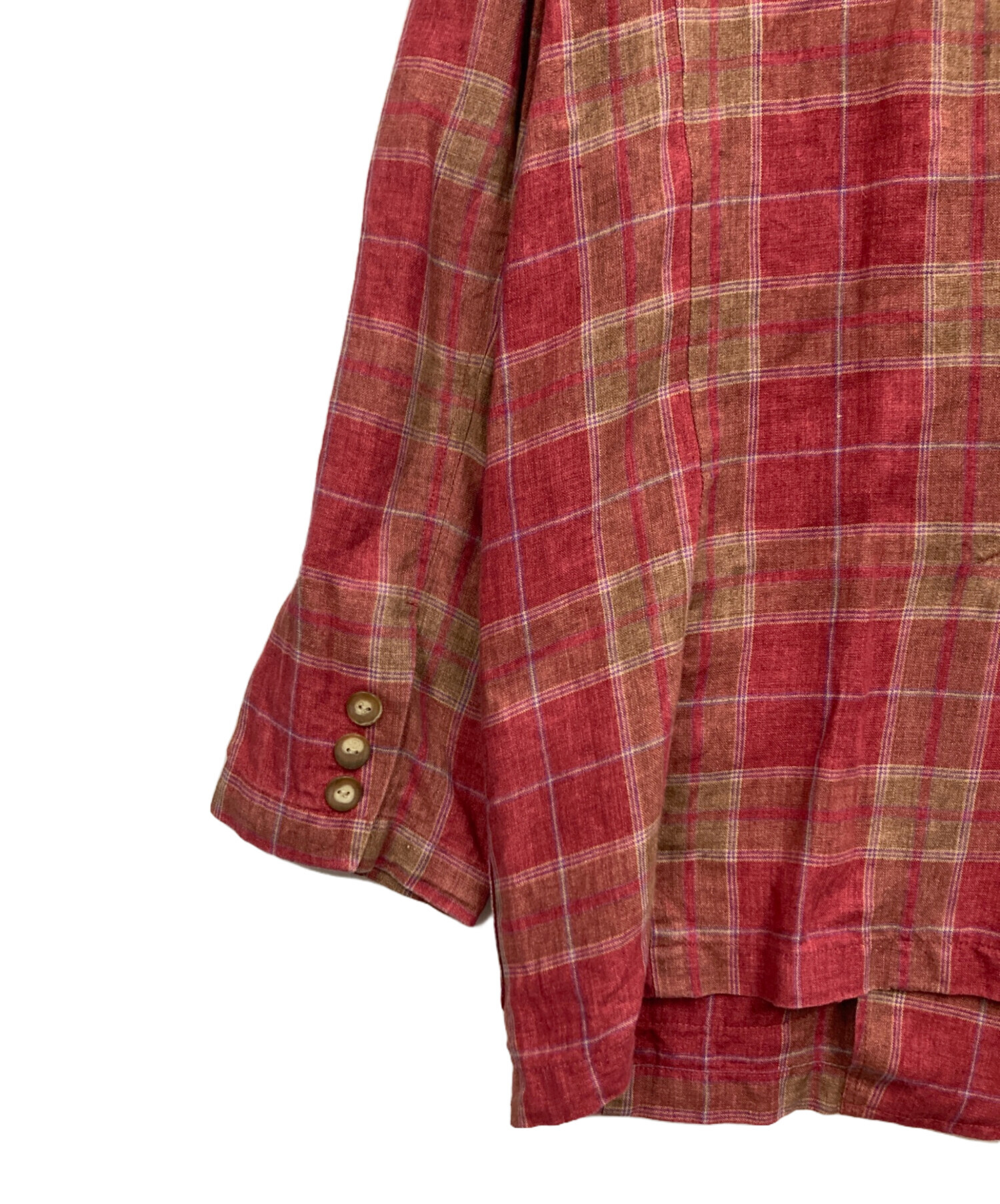 中古・古着通販】L.L.Bean (エルエルビーン) リネンチェックテーラード 