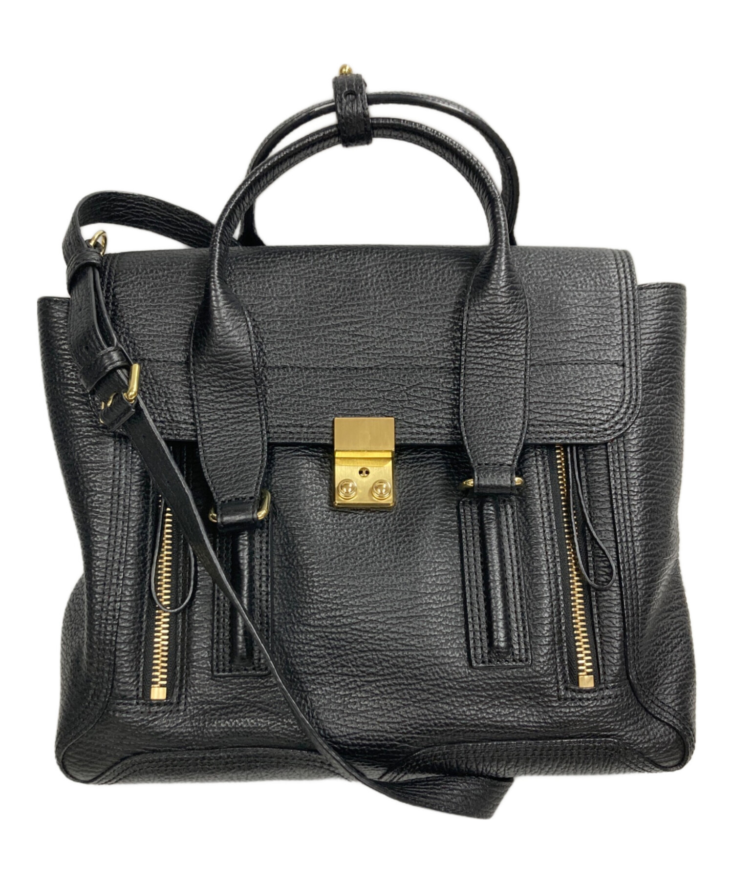 3.1 Phillip Lim / スリーワンフィリップリム | 2way ショルダー付き レザー サッチェル ハンドバッグ | ブラック | レディース 3.1 Phillip Lim（3.1 フィリップ リム） ライダーサッチェル ブラック