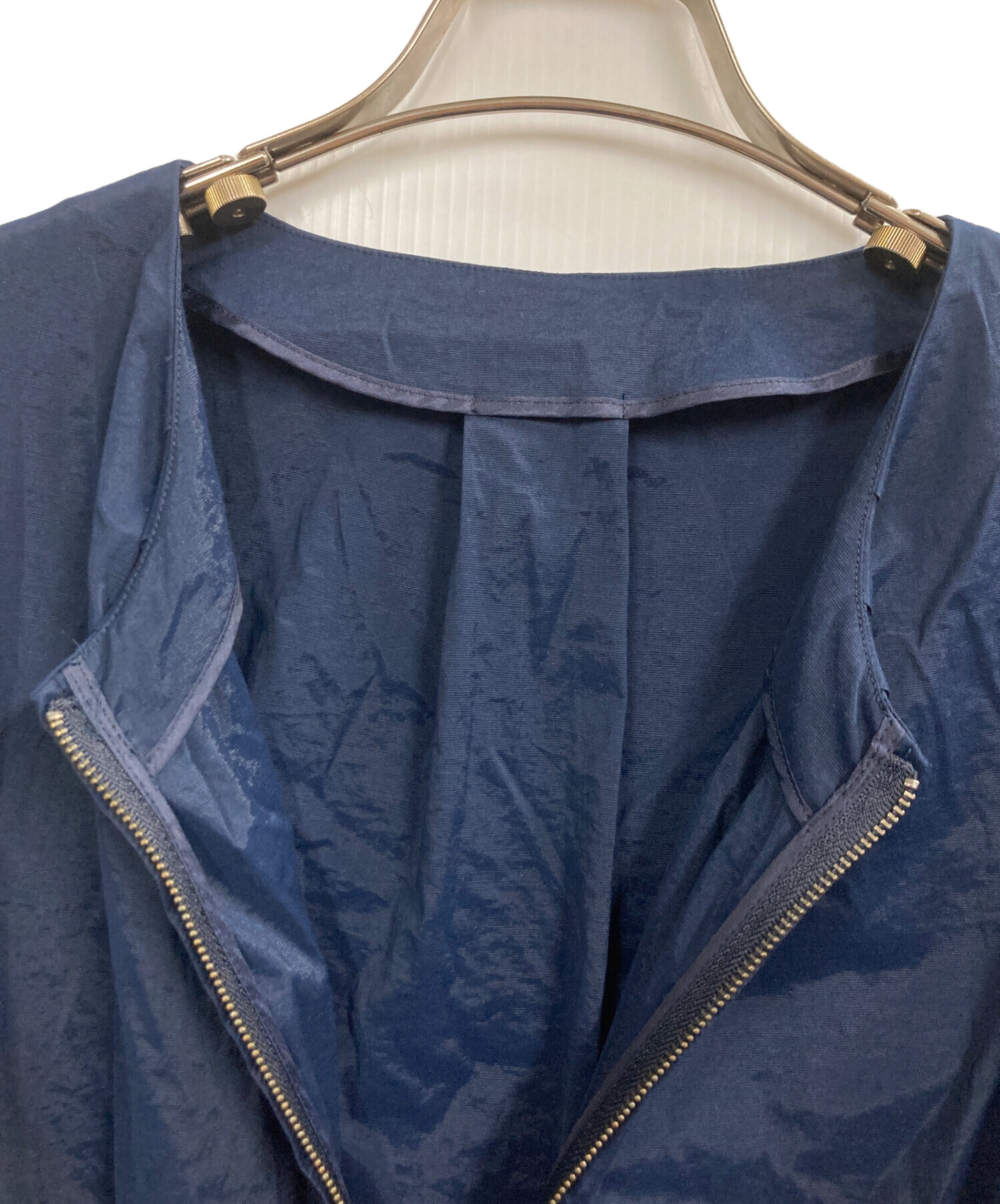 【リフレクト】中古 美品 レザー ジャケット 11号 中古・古着通販】Reflect (リフレクト) ノーカラージャケット ネイビー