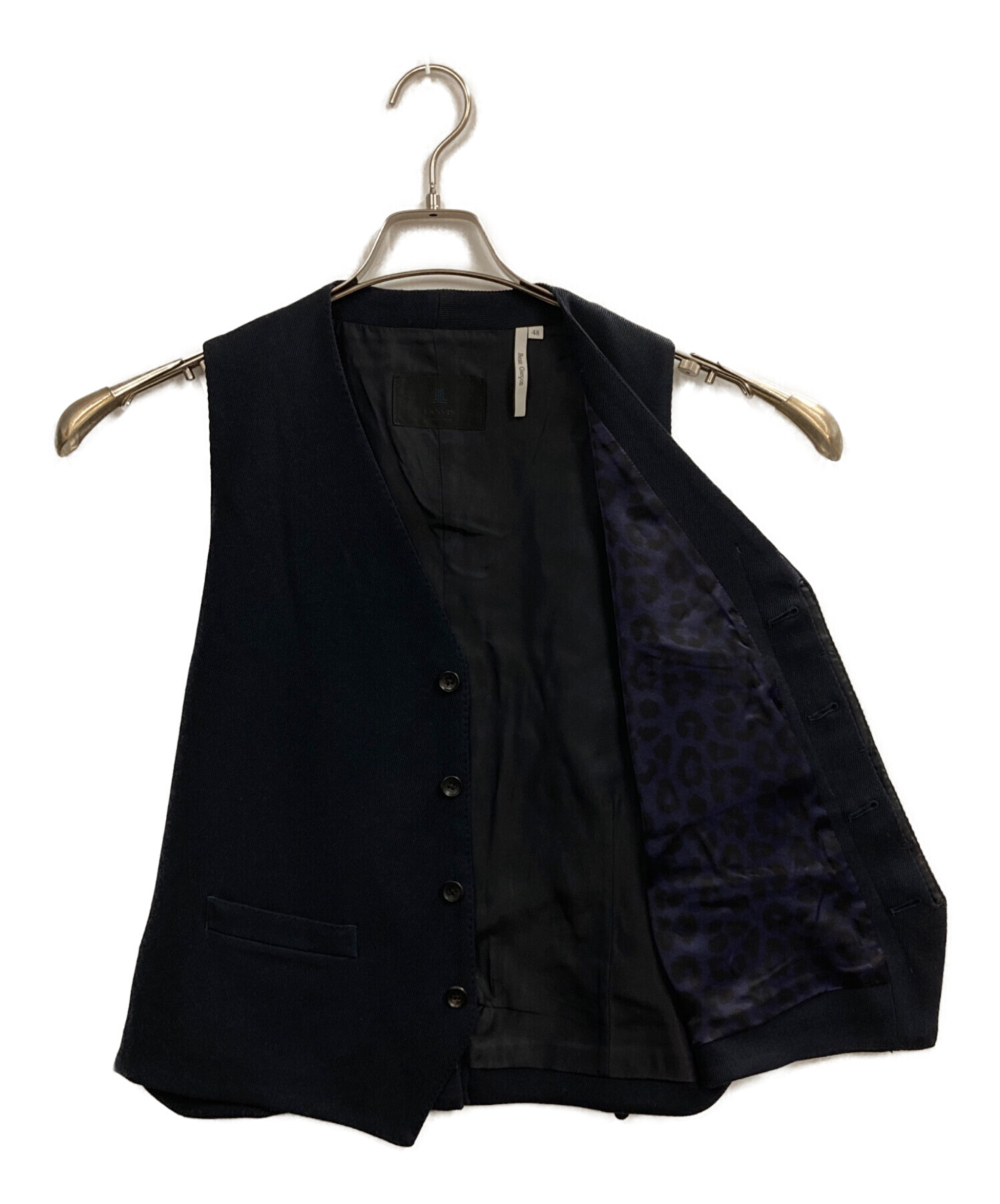 LANVIN paris ランバン コットン　ジレ　ベスト 中古・古着通販】LANVIN (ランバン) ジレ ネイビー サイズ:48