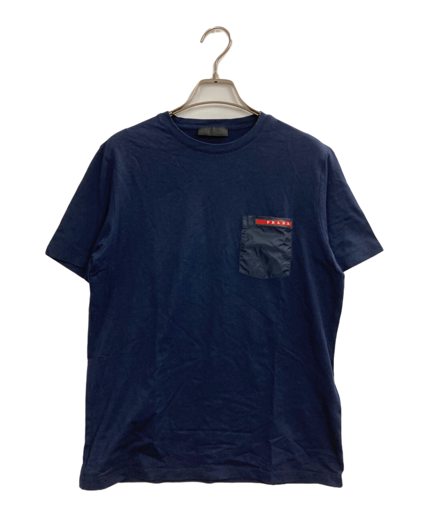 中古・古着通販】PRADA (プラダ) ナイロン切替Tシャツ ネイビー サイズ