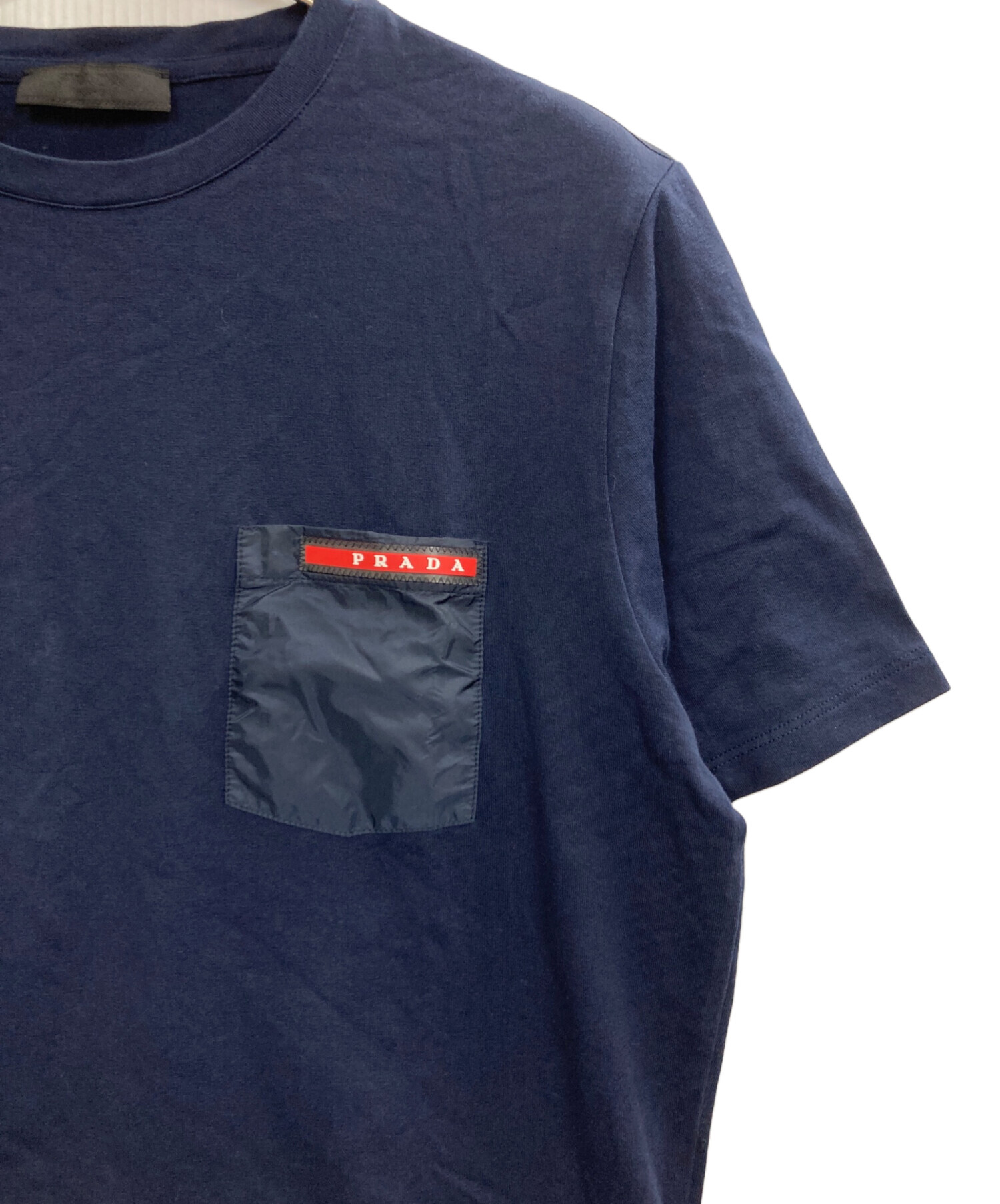 中古・古着通販】PRADA (プラダ) ナイロン切替Tシャツ ネイビー サイズ