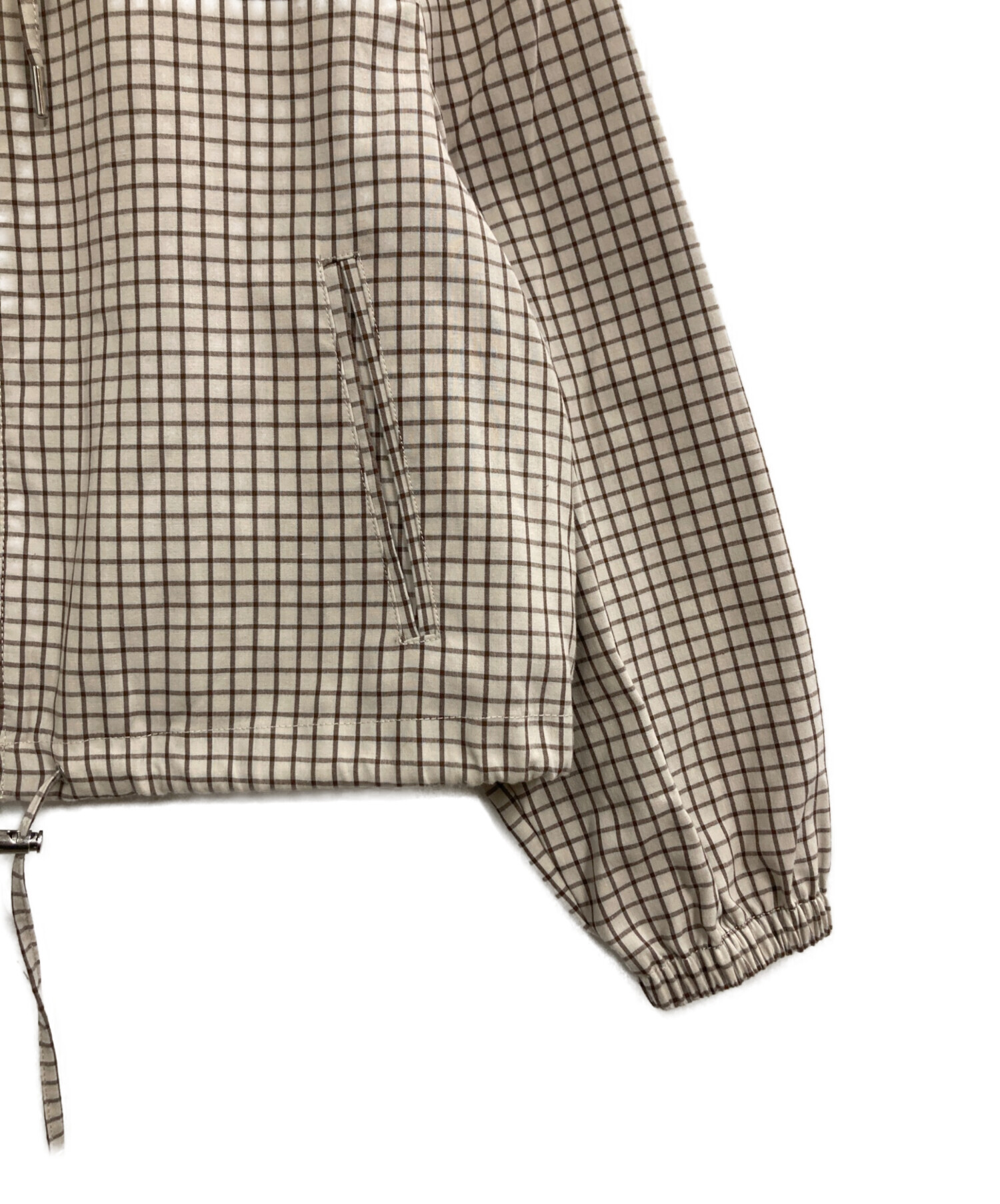 中古・古着通販】ZARA (ザラ) チェックジップパーカー ベージュ サイズ 
