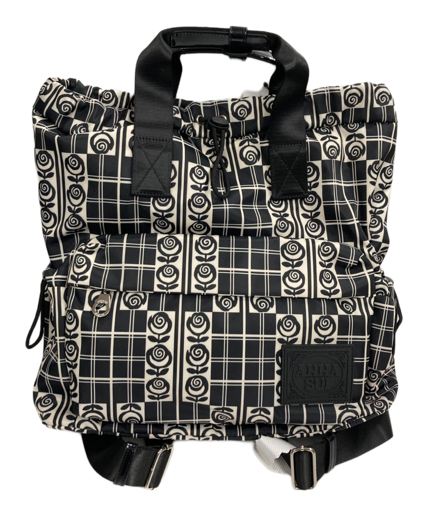 中古・古着通販】ANNA SUI (アナスイ) 2WAYバッグ ブラック×ホワイト 