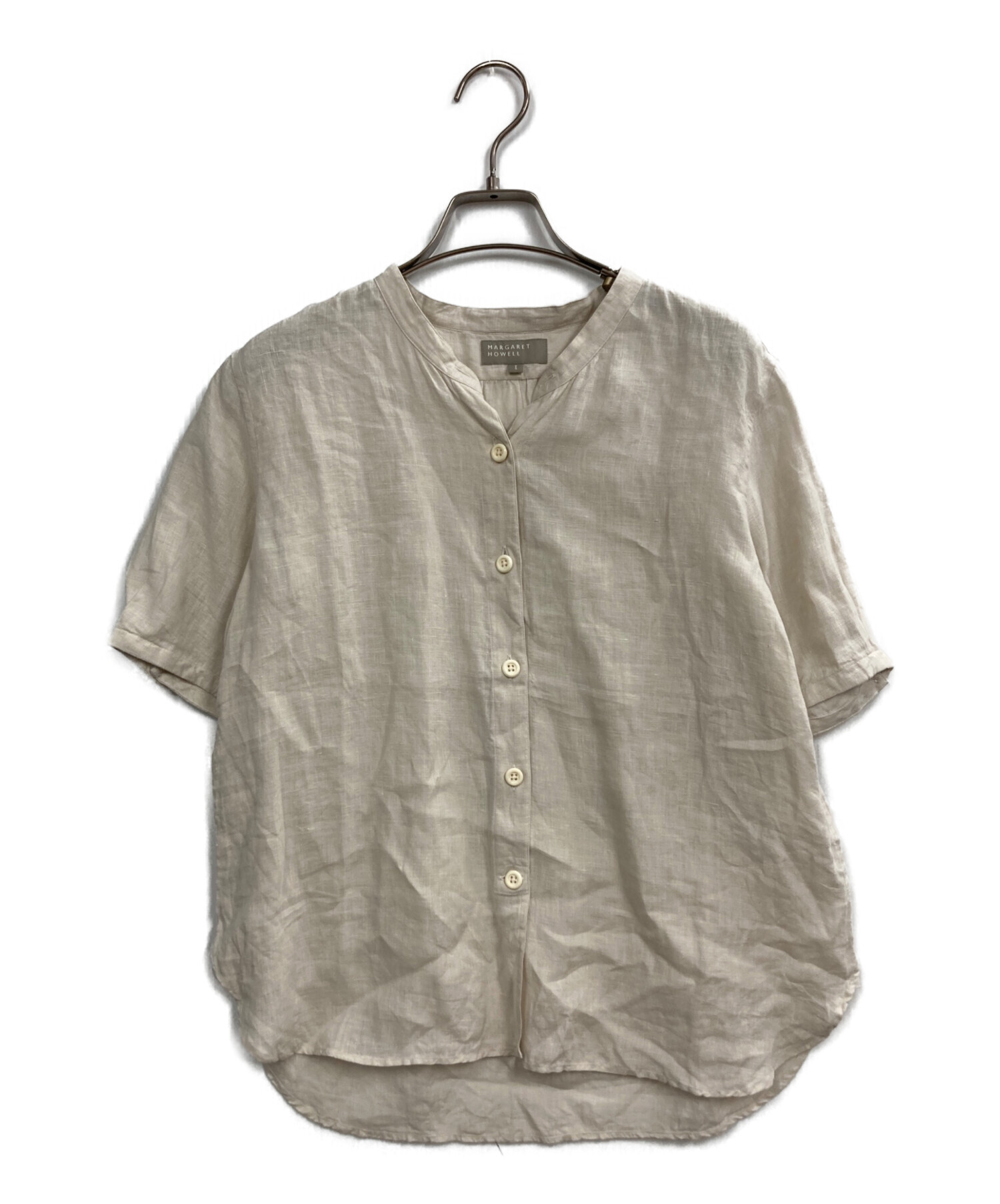 美品 マーガレットハウエル リネン シャツ バンドカラー プルオーバー 近年 麻 中古・古着通販】MARGARET HOWELL (マーガレットハウエル) リネン