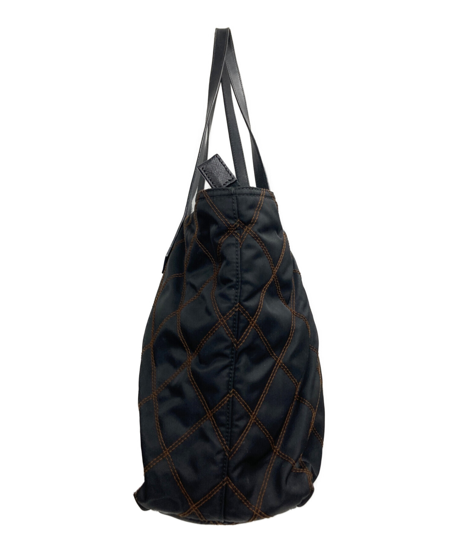 プラダ　キルティング　トートバック 中古・古着通販】PRADA (プラダ) キルティングトートバッグ ブラック