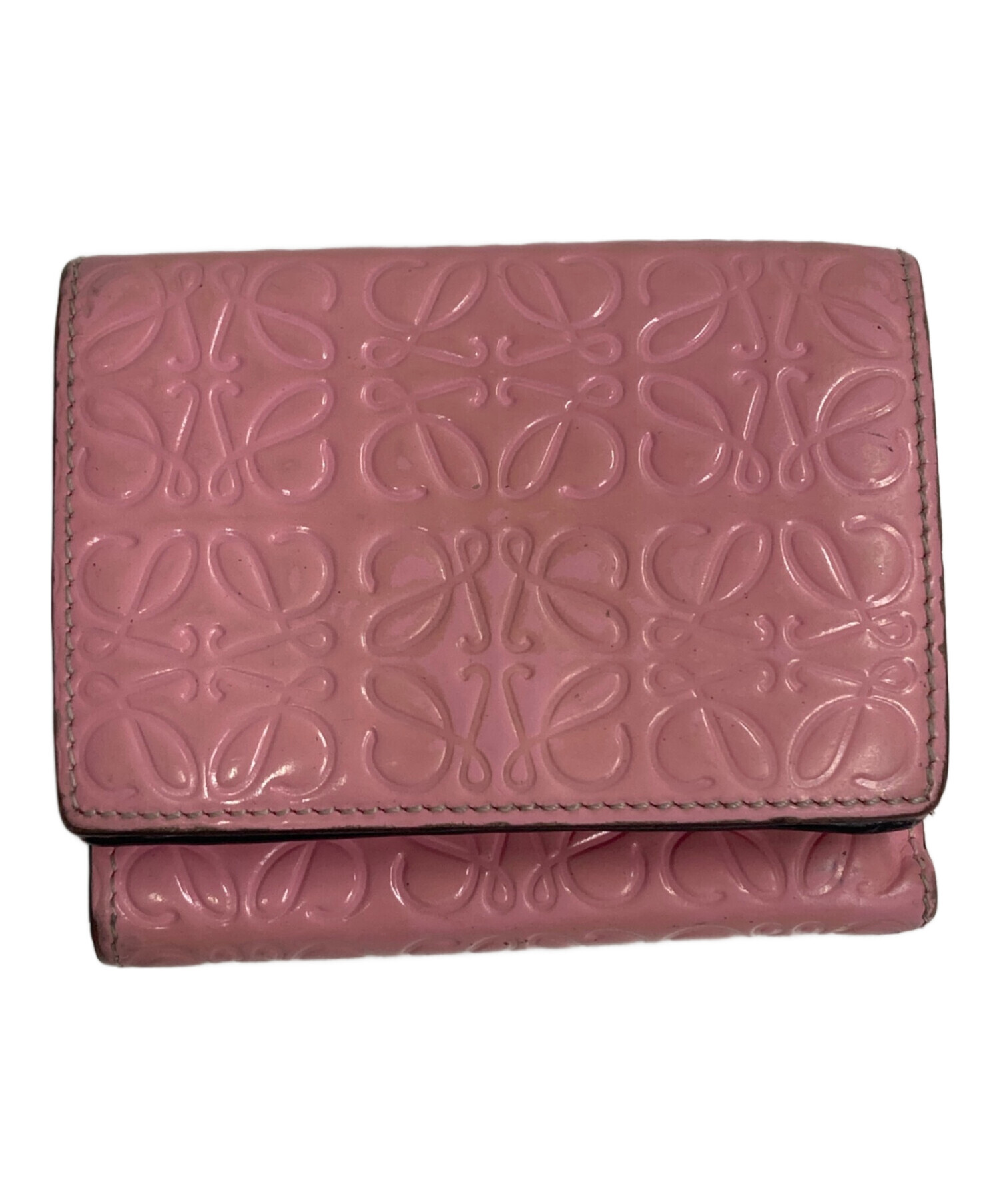 LOEWE 三つ折り財布 ピンク 中古・古着通販】LOEWE (ロエベ) 3つ折り財布 ピンク｜ブランド・古着
