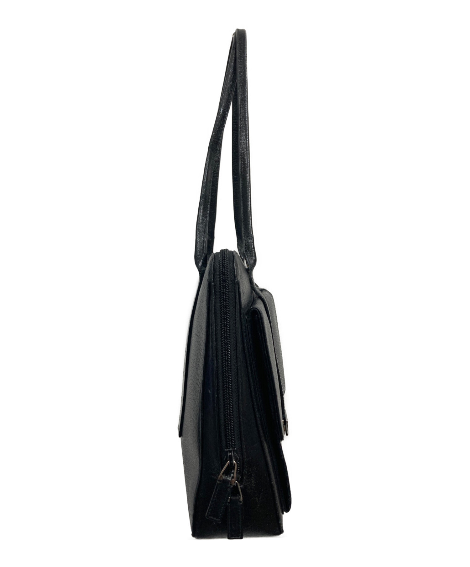 中古・古着通販】GUCCI (グッチ) レザートートバッグ ブラック