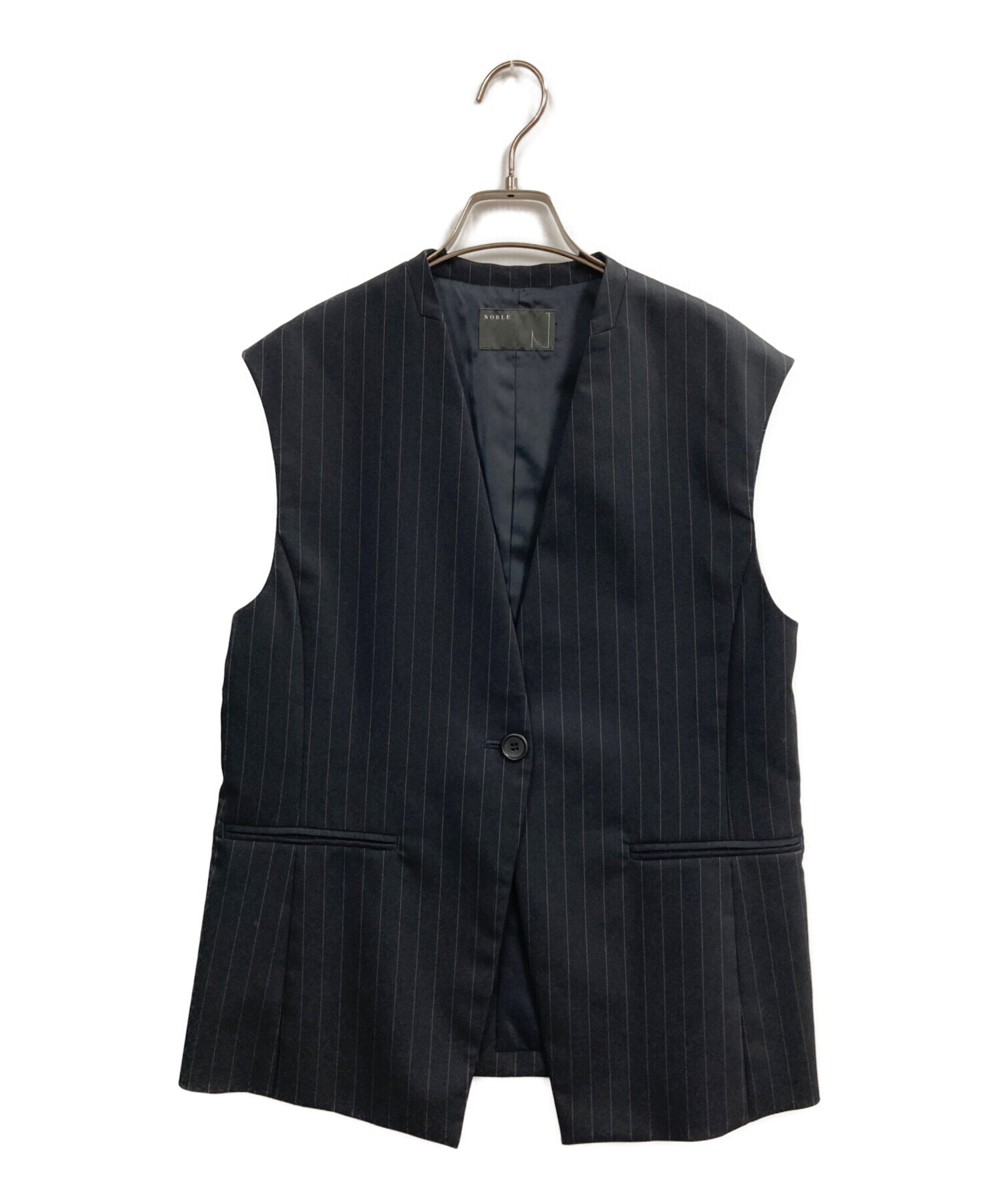 NOBLE ツイルクロスジレ 中古・古着通販】Noble (ノーブル) ストライプツイルストレッチV
