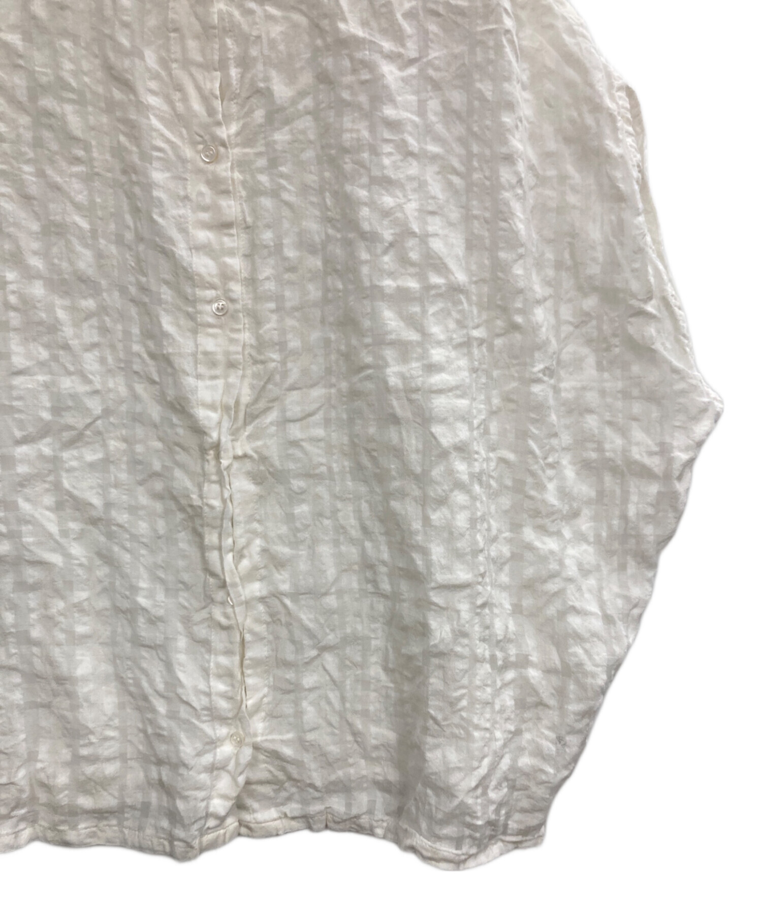 中古・古着通販】kagure (カグレ) シャドウチェックブラウス ホワイト