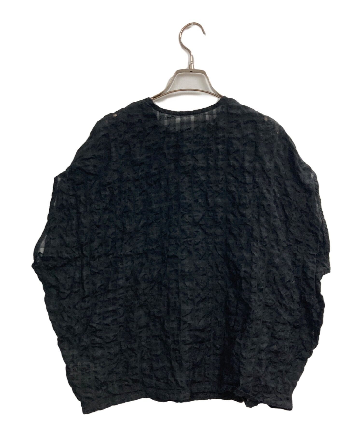 中古・古着通販】kagure (カグレ) シャドウチェックブラウス ブラック