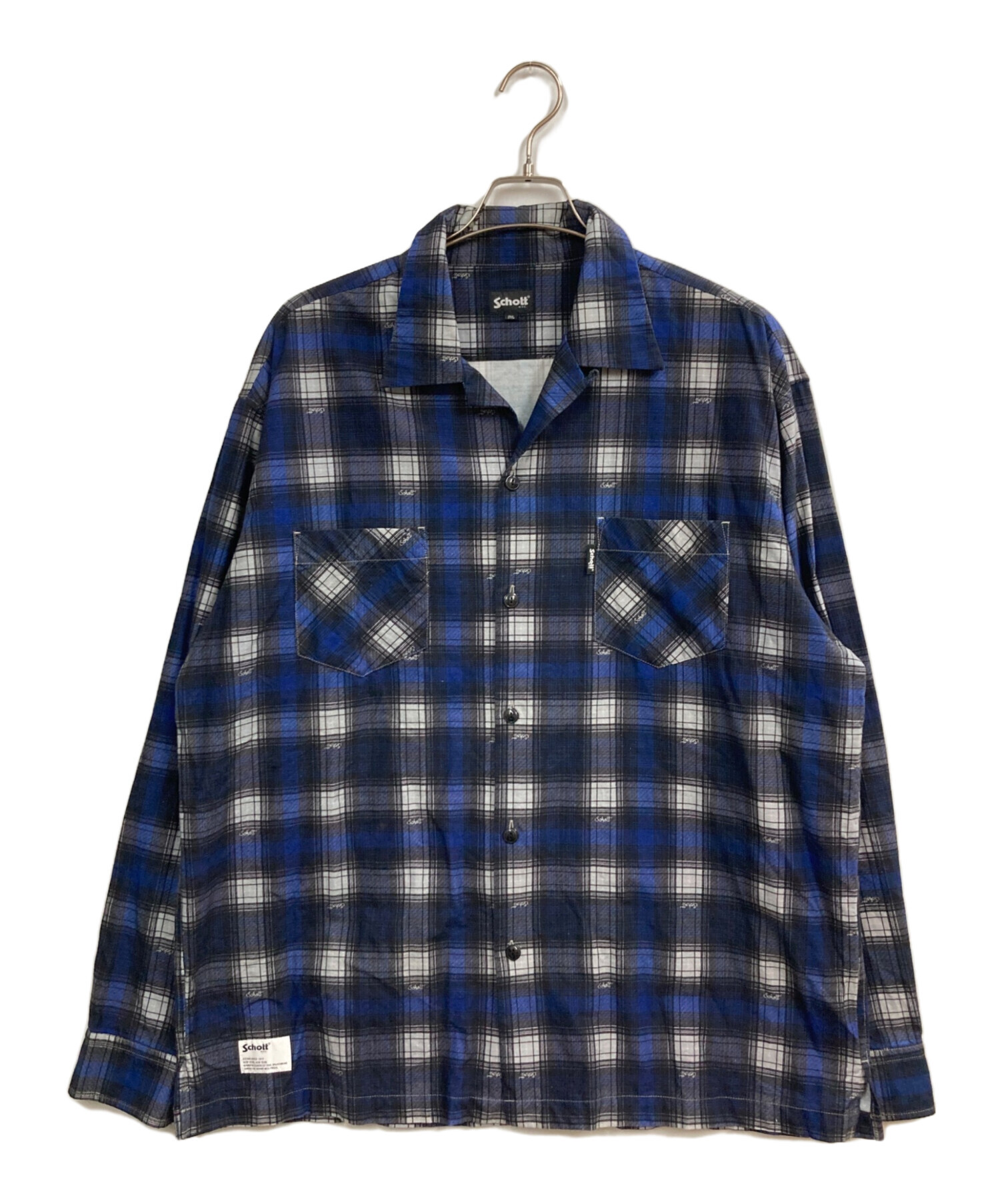 中古・古着通販】Schott (ショット) チェックシャツ ブルー サイズ:2XL