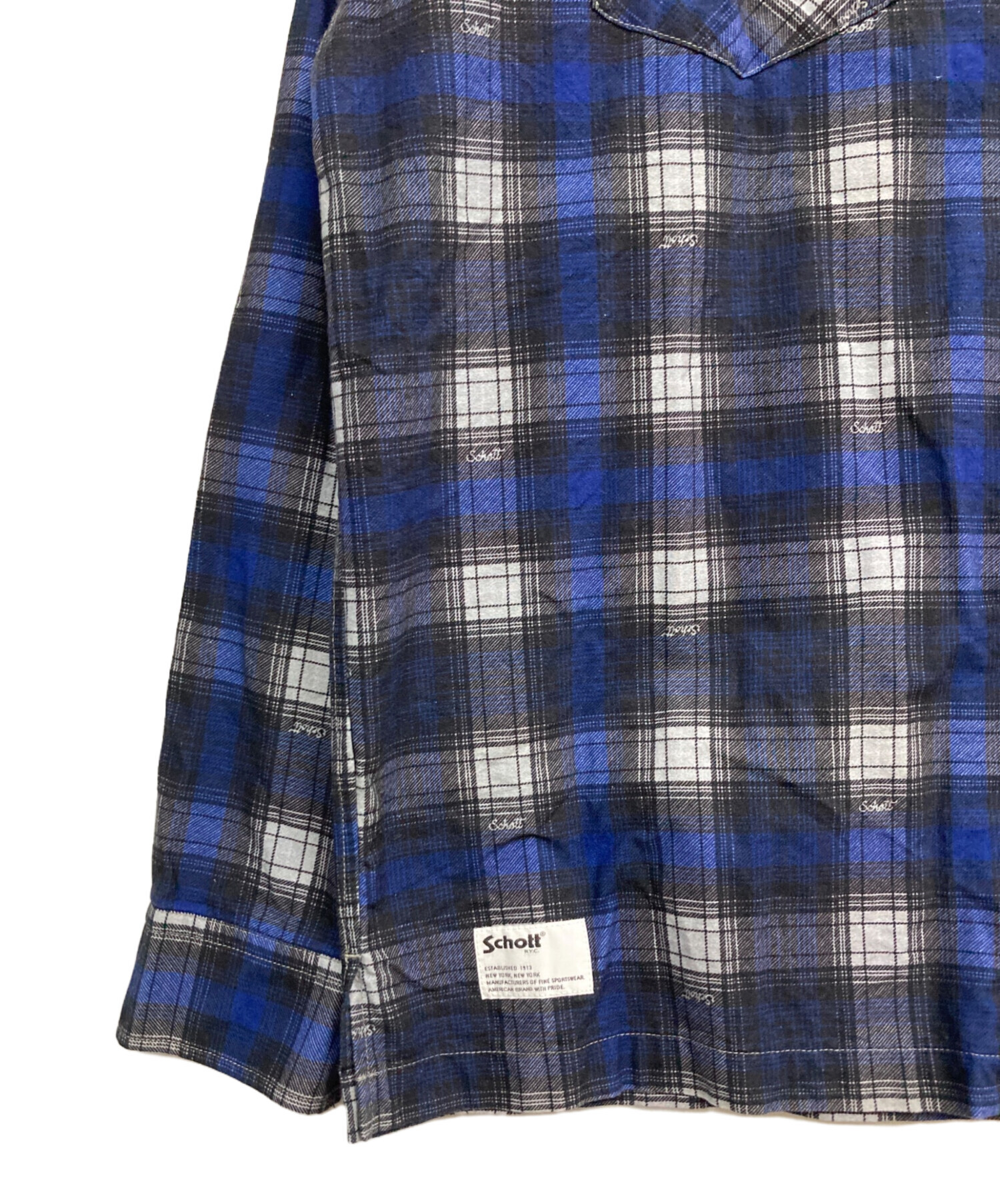 中古・古着通販】Schott (ショット) チェックシャツ ブルー サイズ:2XL