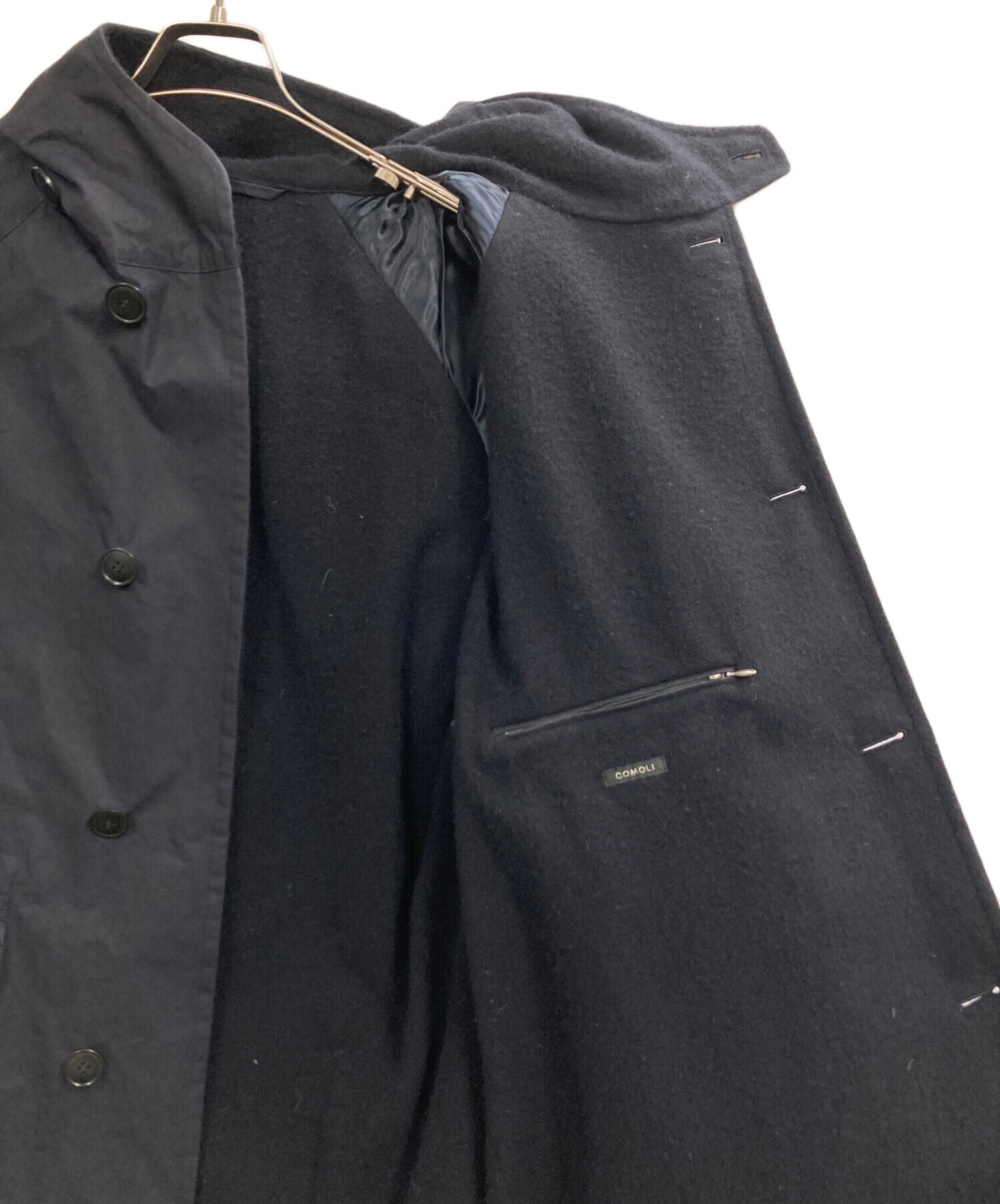 中古・古着通販】COMOLI (コモリ) コットン フーデッドコート ネイビー
