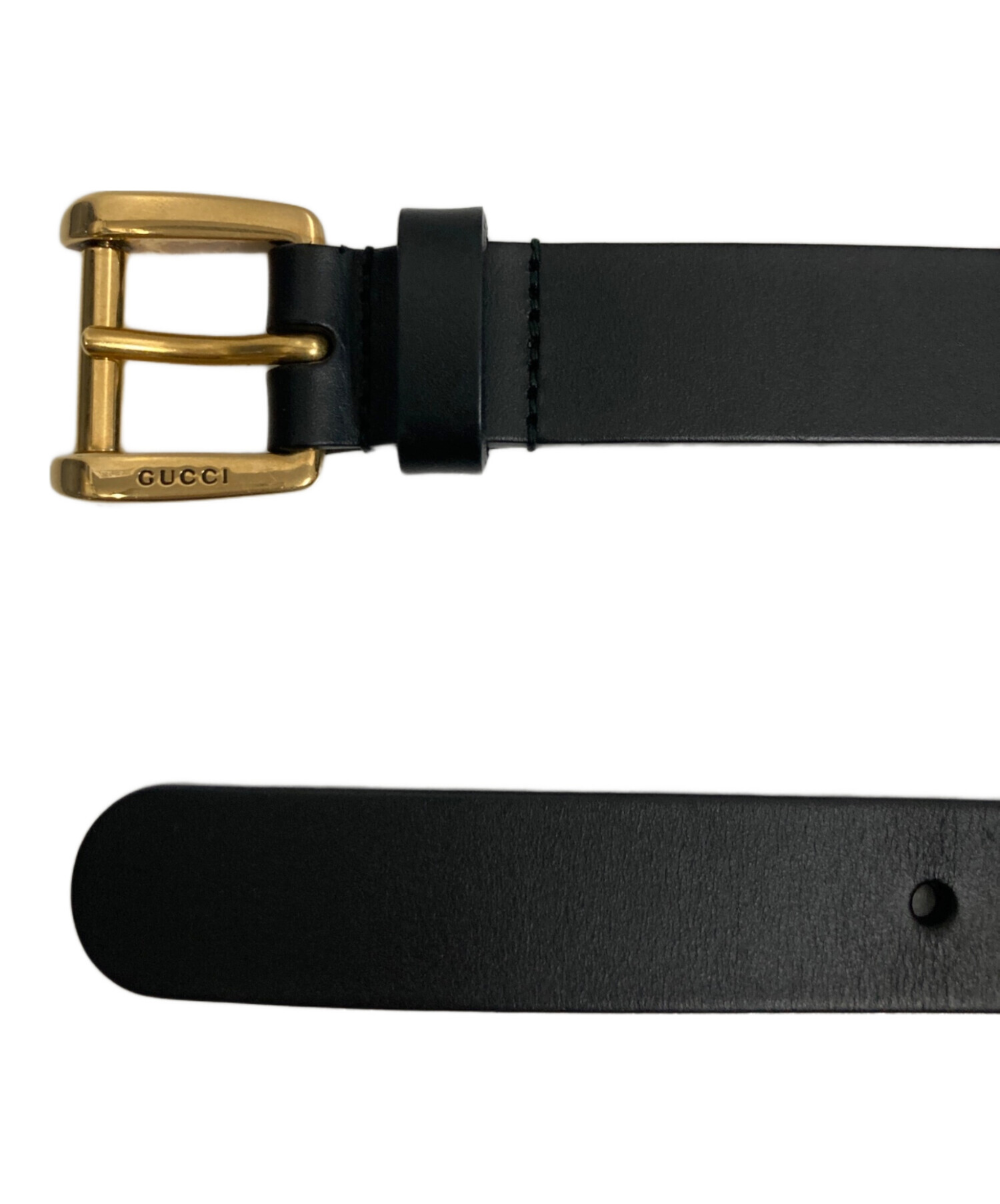 グッチ 良品 イタリア製 Gロゴバックル レザー ナローベルト ブラック 黒 中古・古着通販】GUCCI (グッチ) ナローベルト ブラック｜ブランド