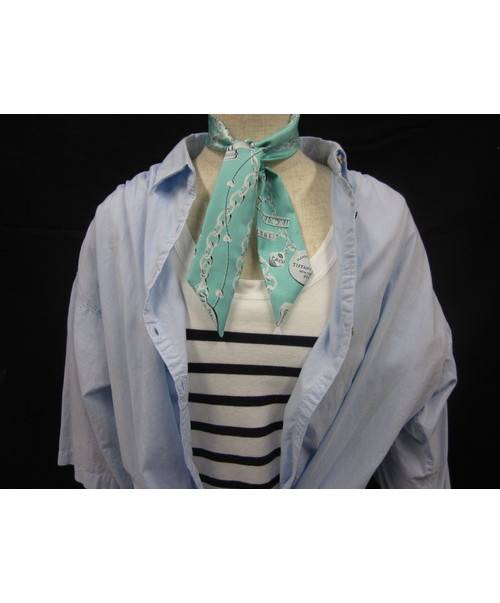 中古・古着通販】Tiffany&Co.(ﾃｨﾌｧﾆｰ） シルクスカーフ ターコイズ
