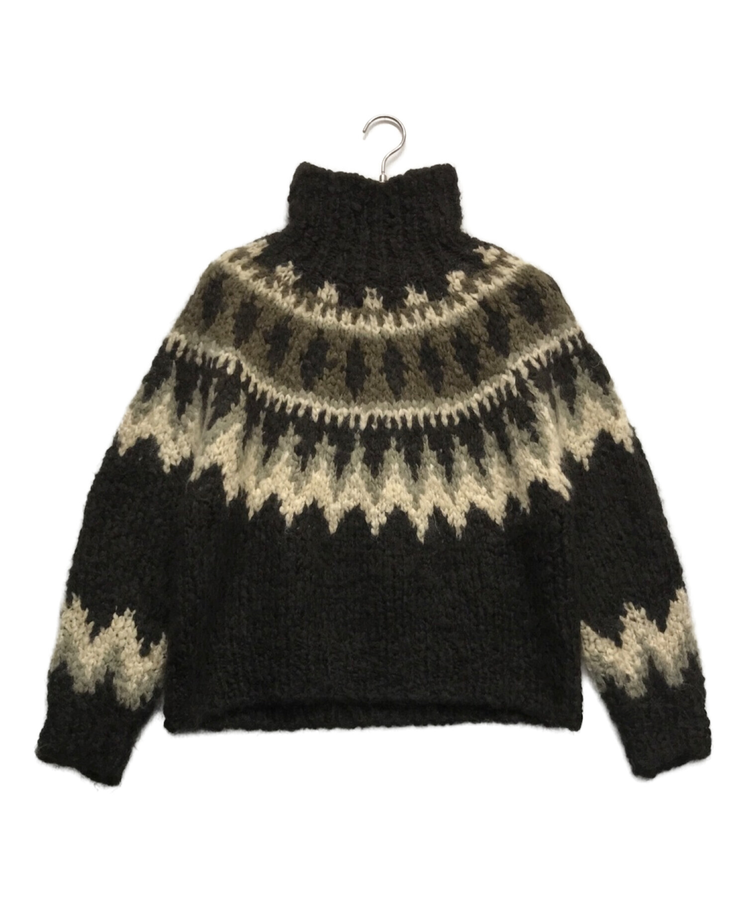 アンフィルモヘヤカシミヤハンドニットノルディックニットセーター