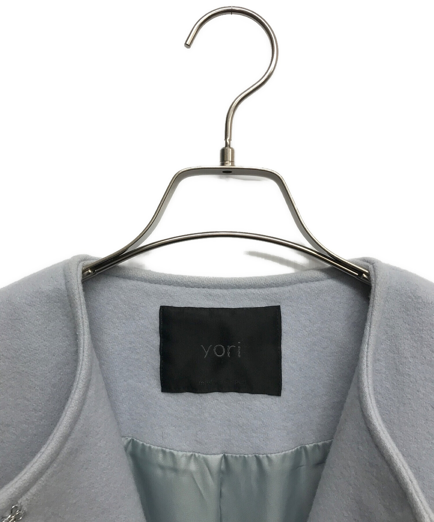 中古・古着通販】yori (ヨリ) ウールノーカラーコート スカイブルー