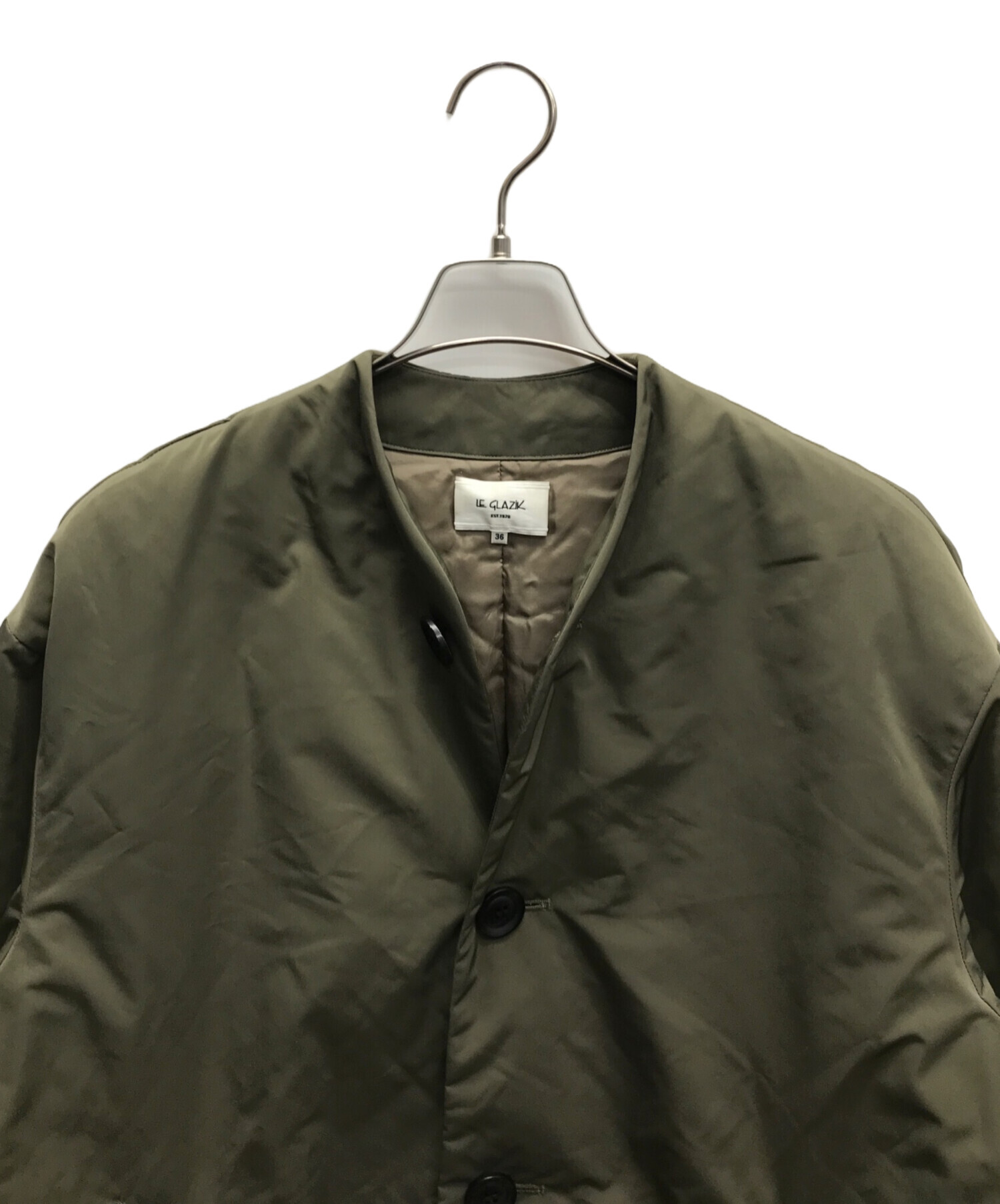 Bshopルグラジック　スタンドカラー ダウンコートほぼ未使用品。サイズ36 中古・古着通販】LE GLAZIK (ル グラジック) ダウンコート カーキ
