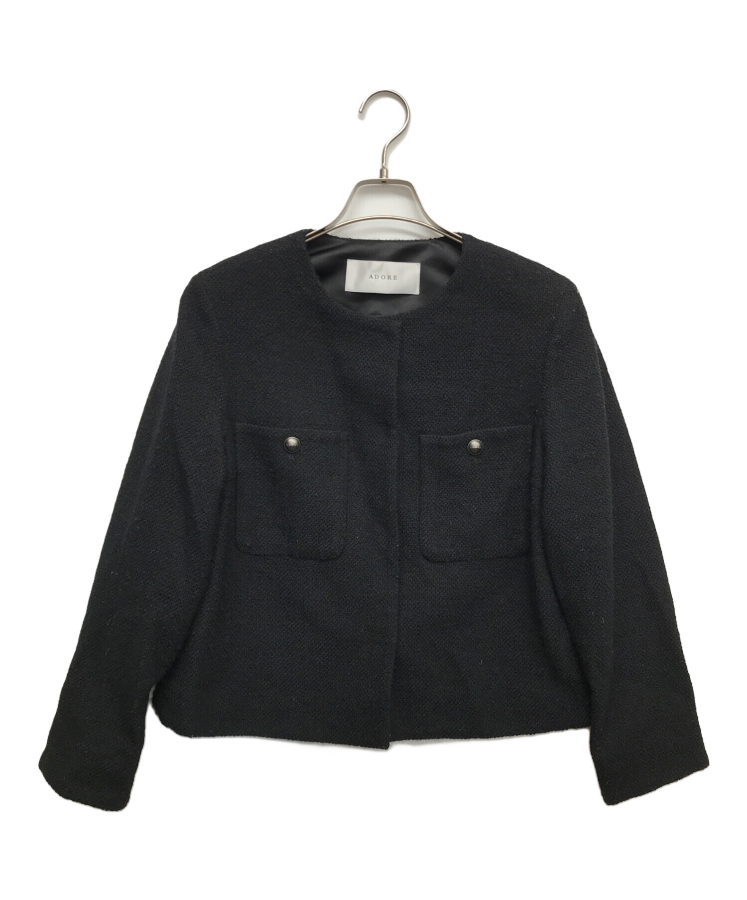 中古・古着通販】ADORE (アドーア) ドライツイードジャケット ブラック